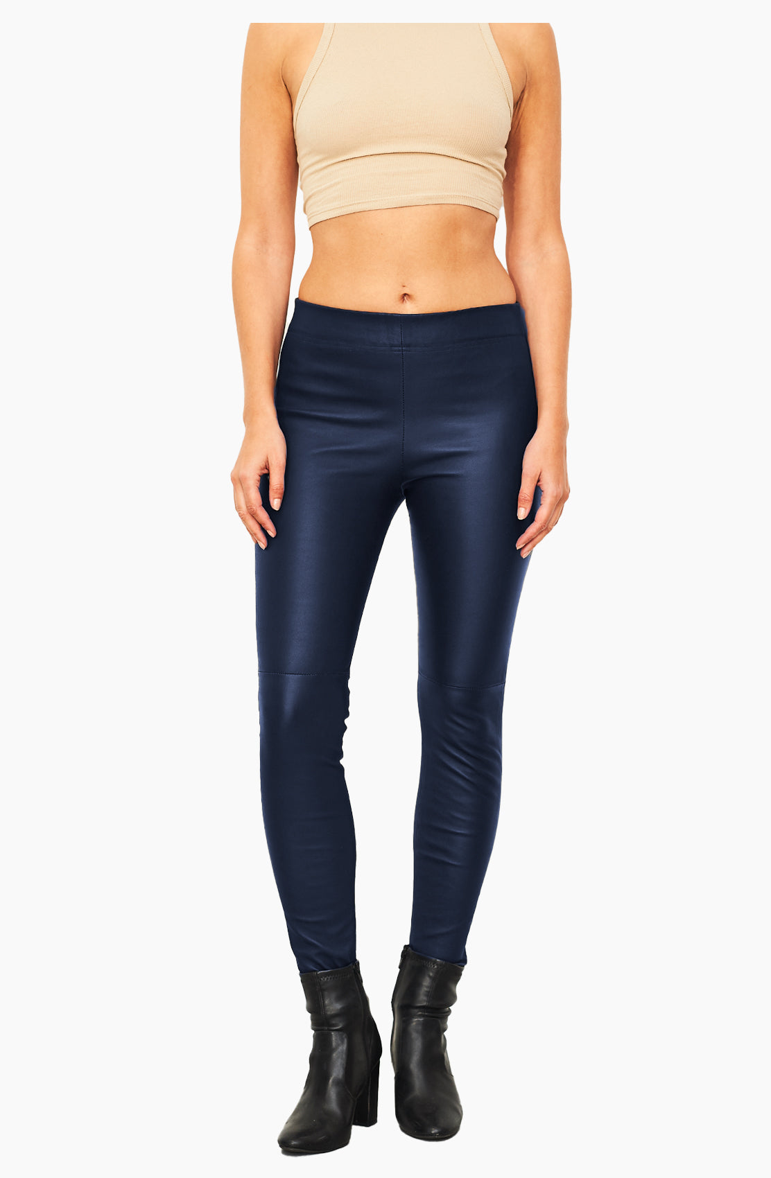 Dom Goor: Navy Stretch Leather Leggings