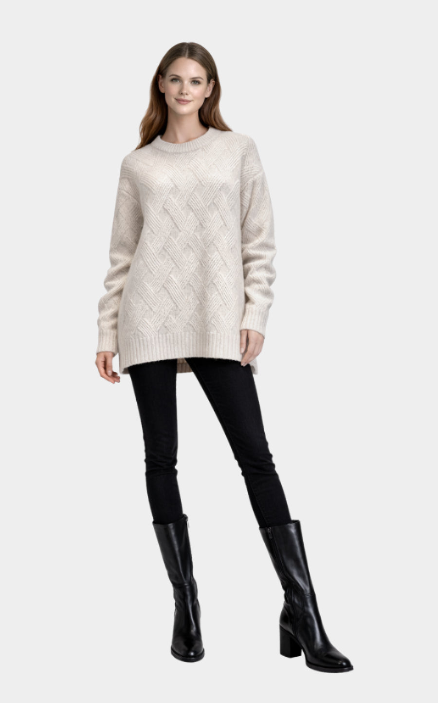 Outlet: Long Lattice Knit Jumper