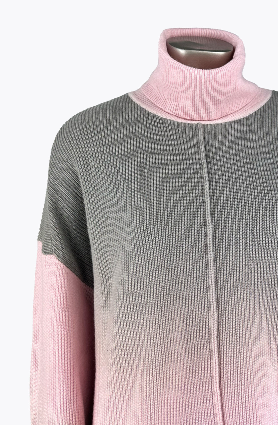Outlet: Faded Ombre Volcano Pink Roll Neck Jumper: Size 10