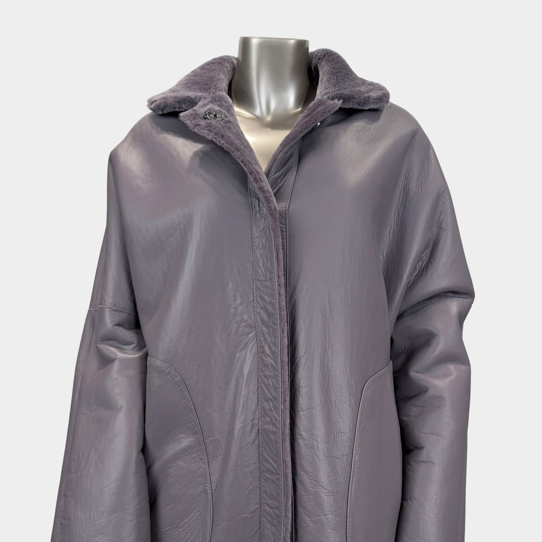 Reversible Shearling Boxy Jacket Moonbeam: Size 10