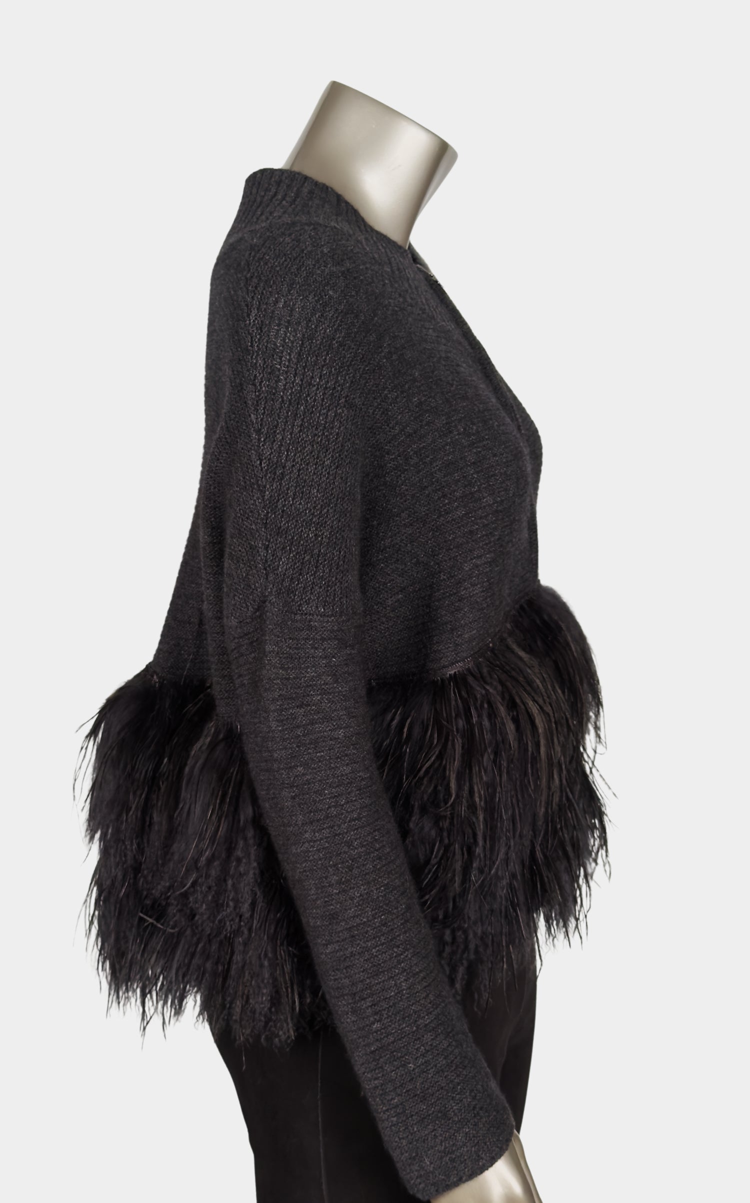 Outlet: Zipped Fur Trimmed Cardigan