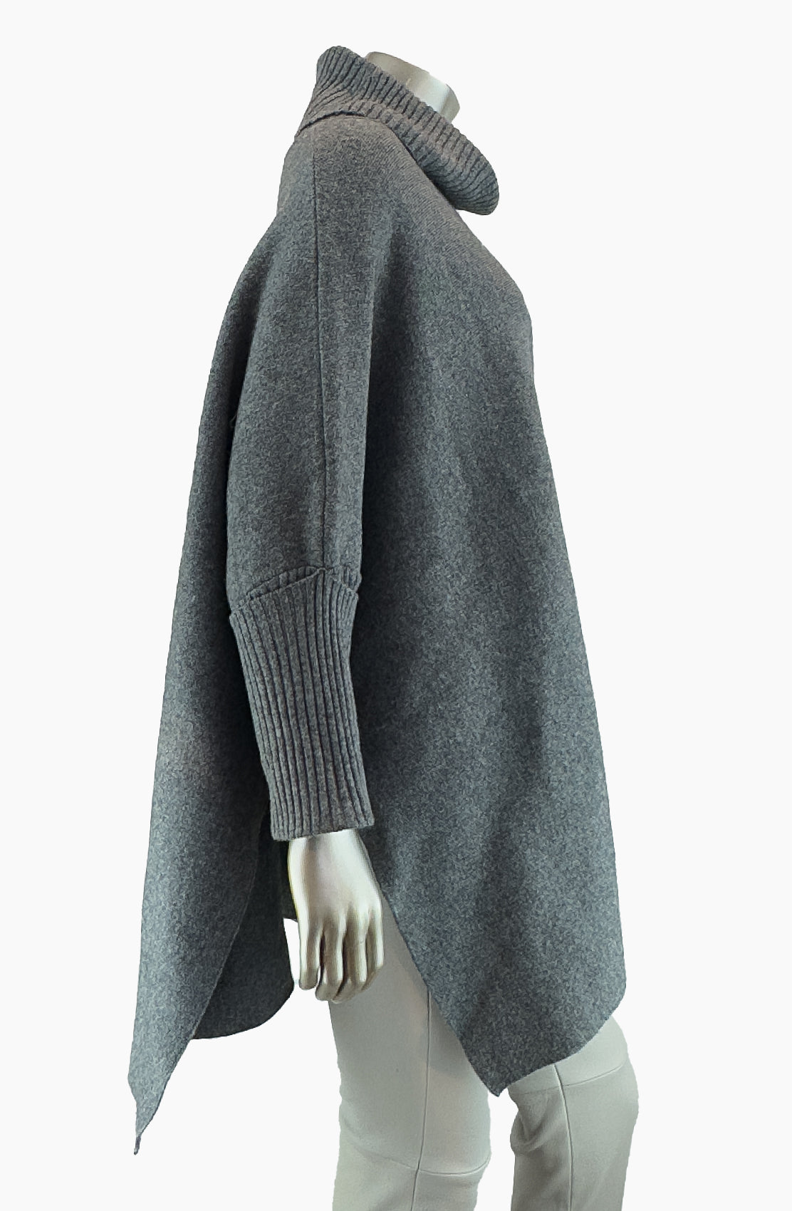Outlet: Turtleneck Poncho, Grey Size 10