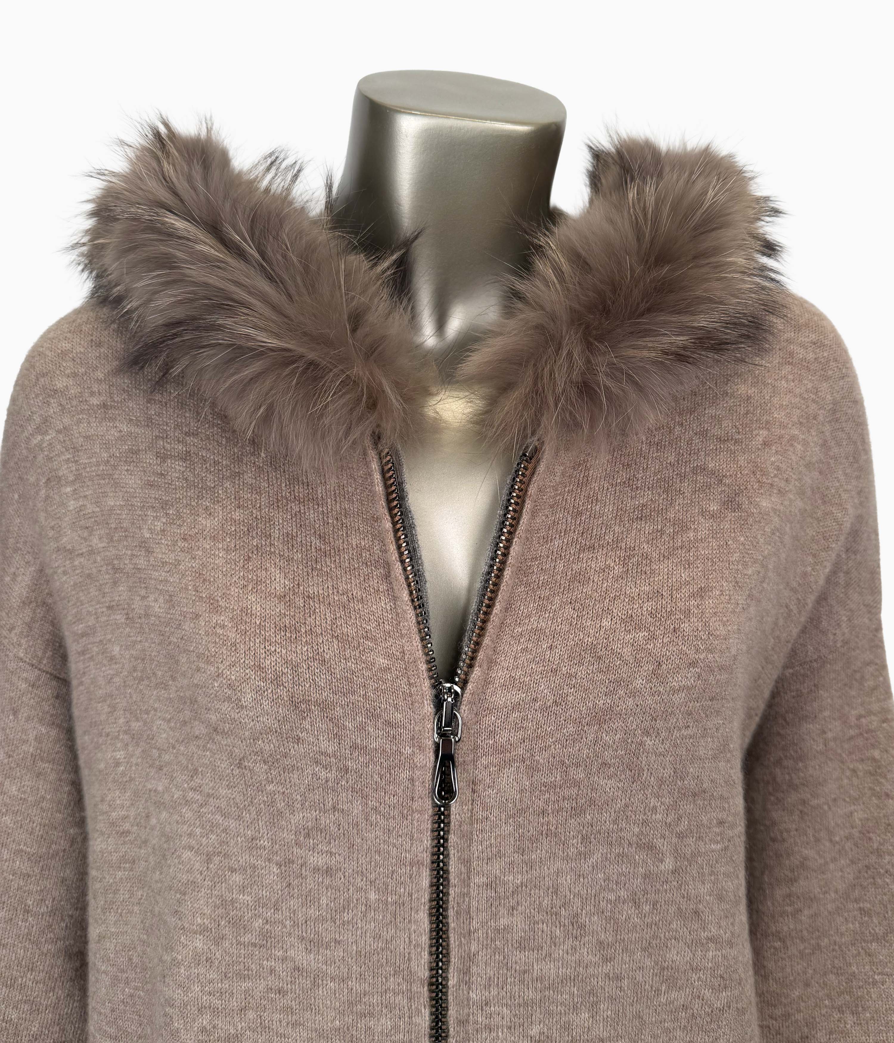 Full Length Loose Fit Fur Trim Hoodie: Size 14