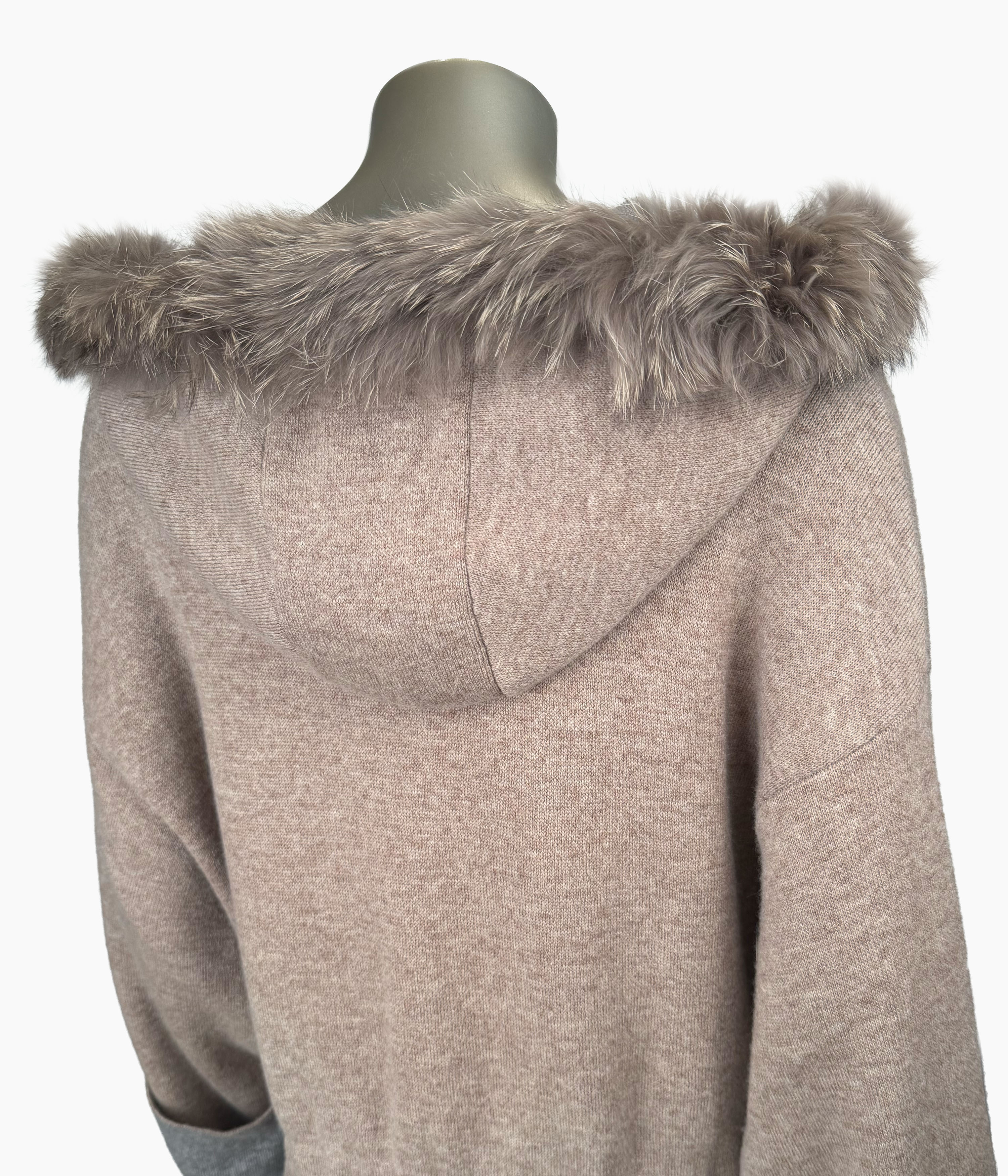 Full Length Loose Fit Fur Trim Hoodie: Size 14