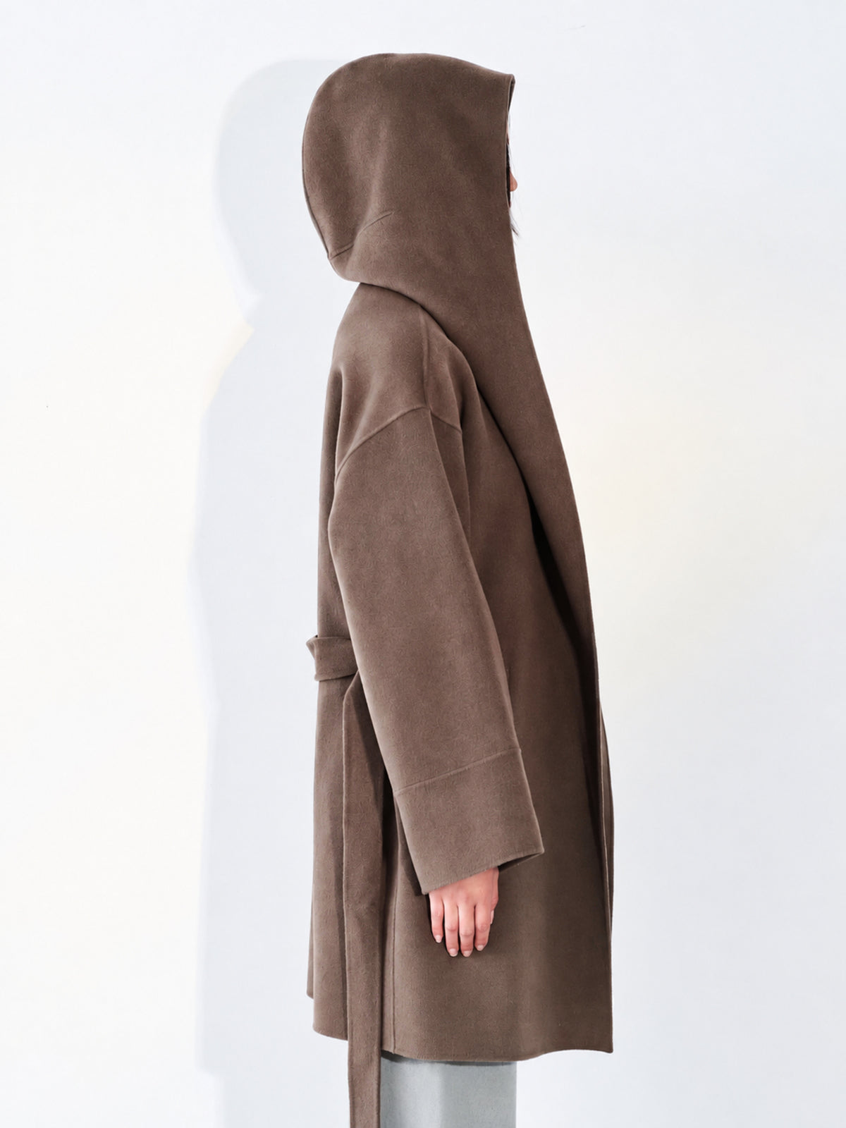 Hooded Wool Coat Lake Coffee