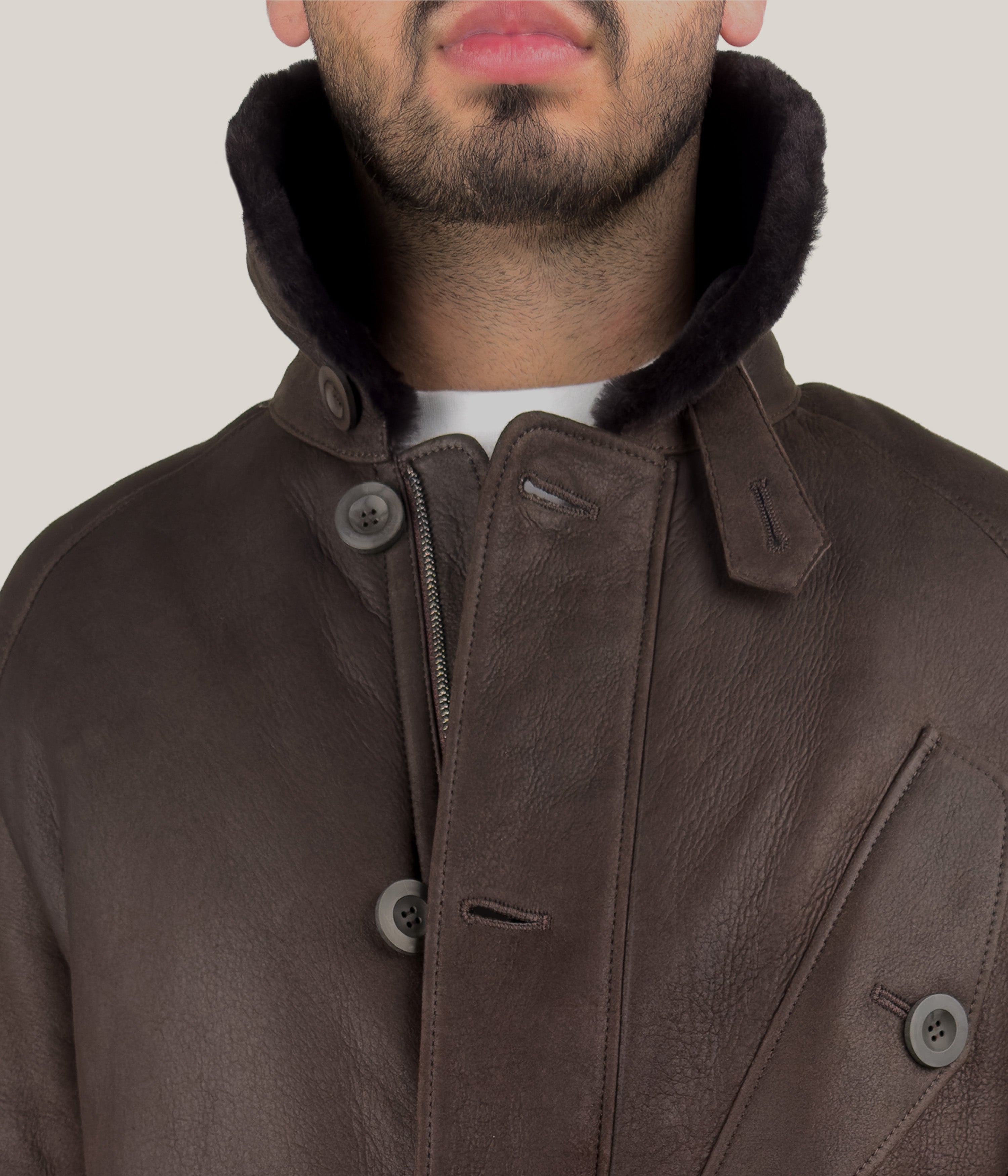 Max & Zac Leather Finish Shearling Coat