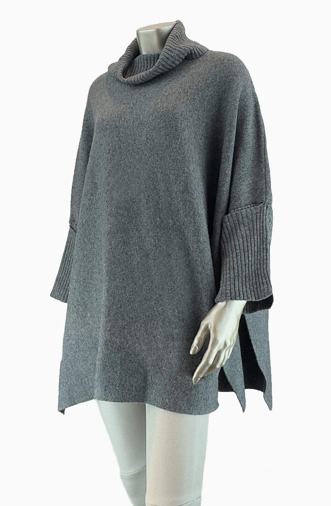 Outlet: Turtleneck Poncho, Grey Size 10