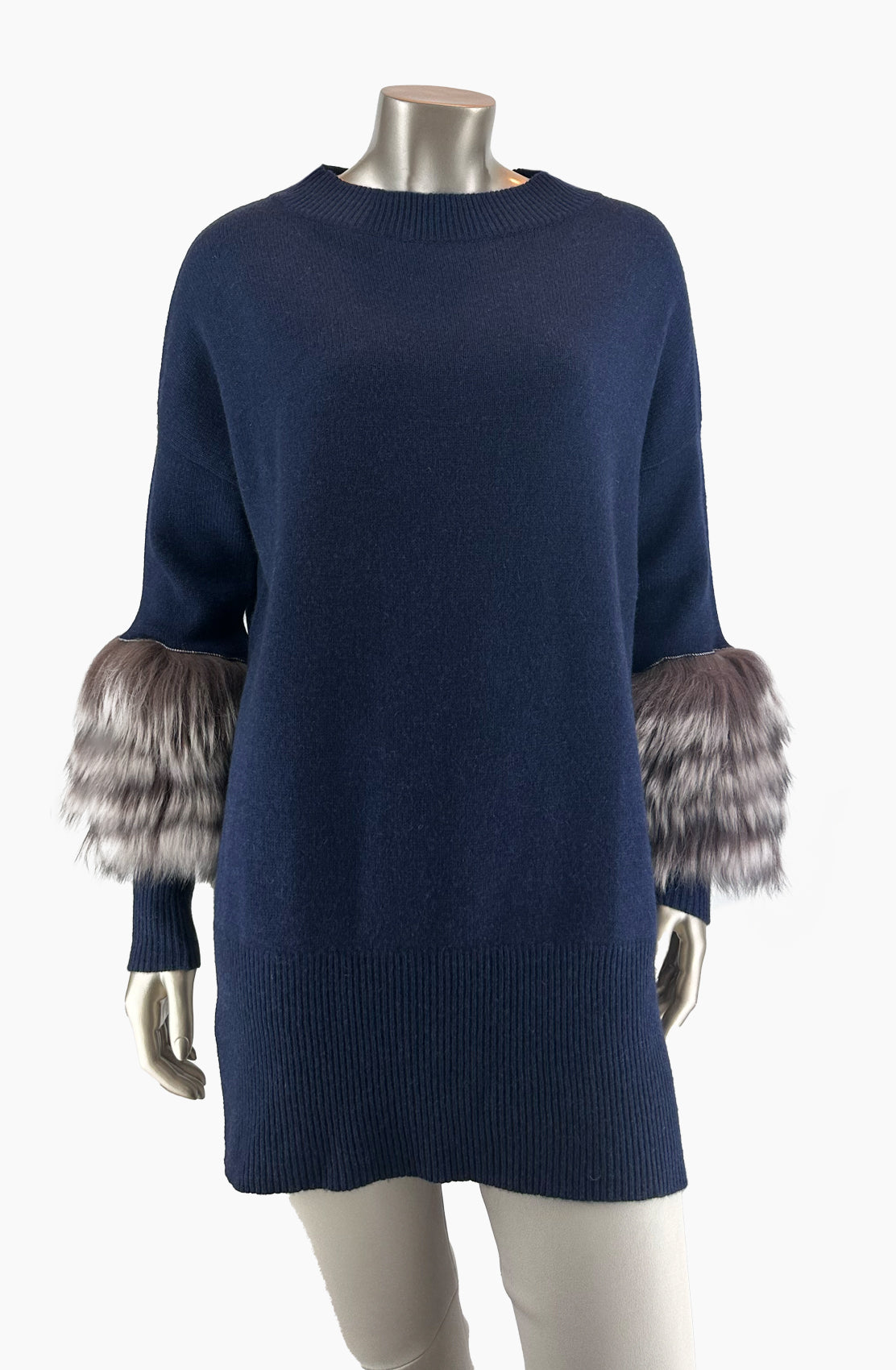 Outlet Fur Trim Sweater/ Size 10