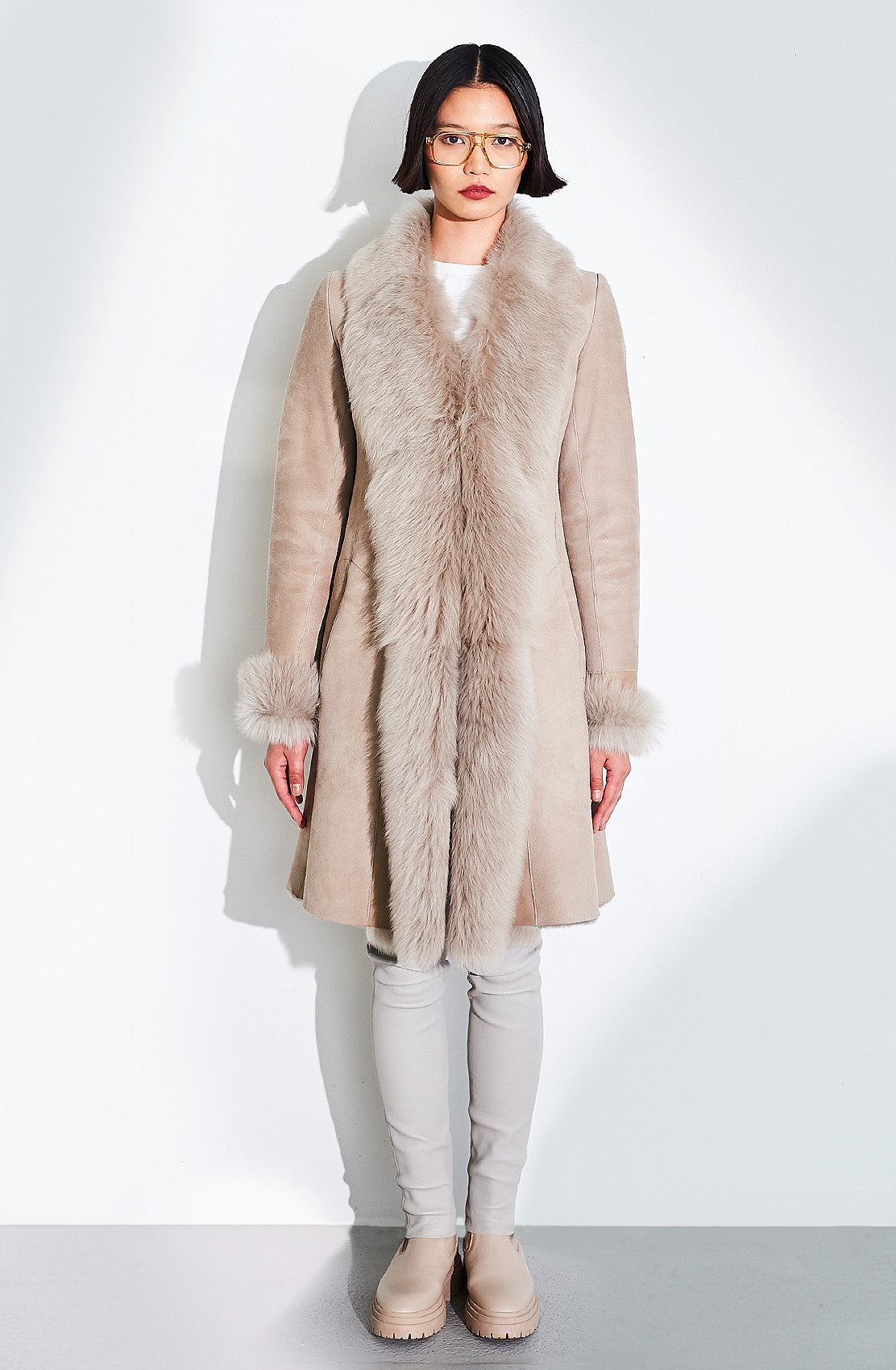 Classic 3/4 Length Shearling Coat