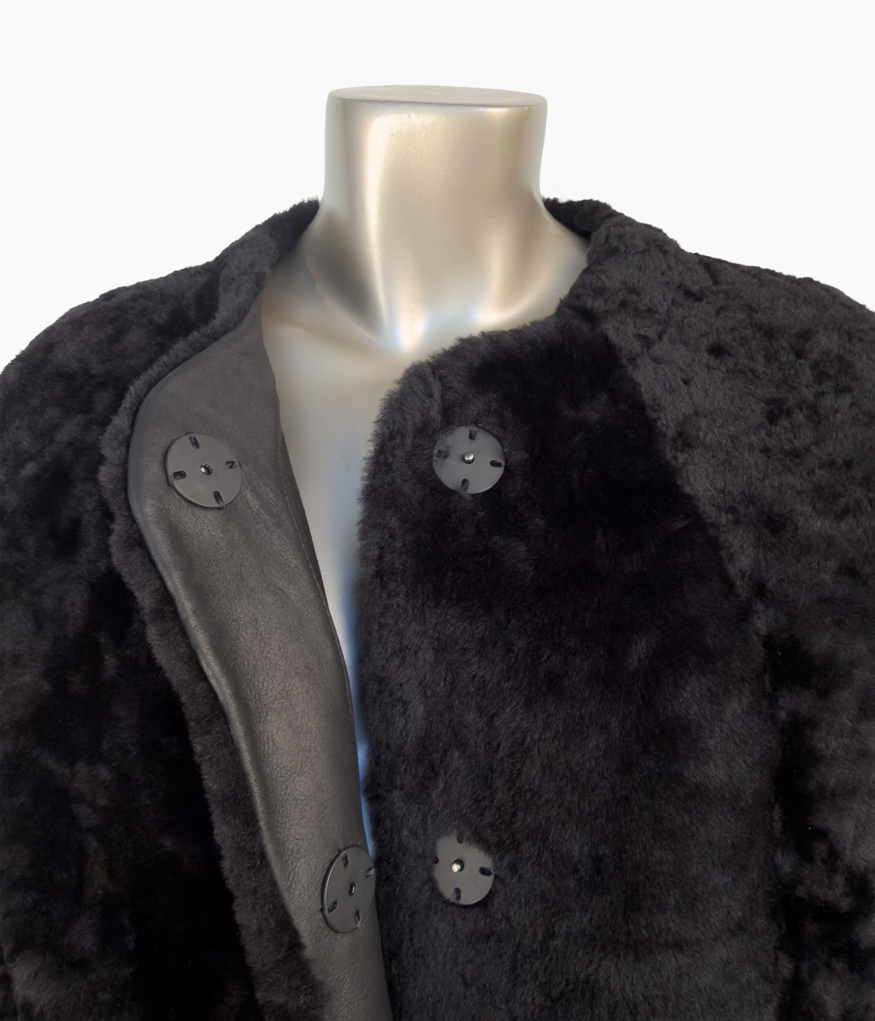 Reversible Round Neck Shearling Jacket Size:10