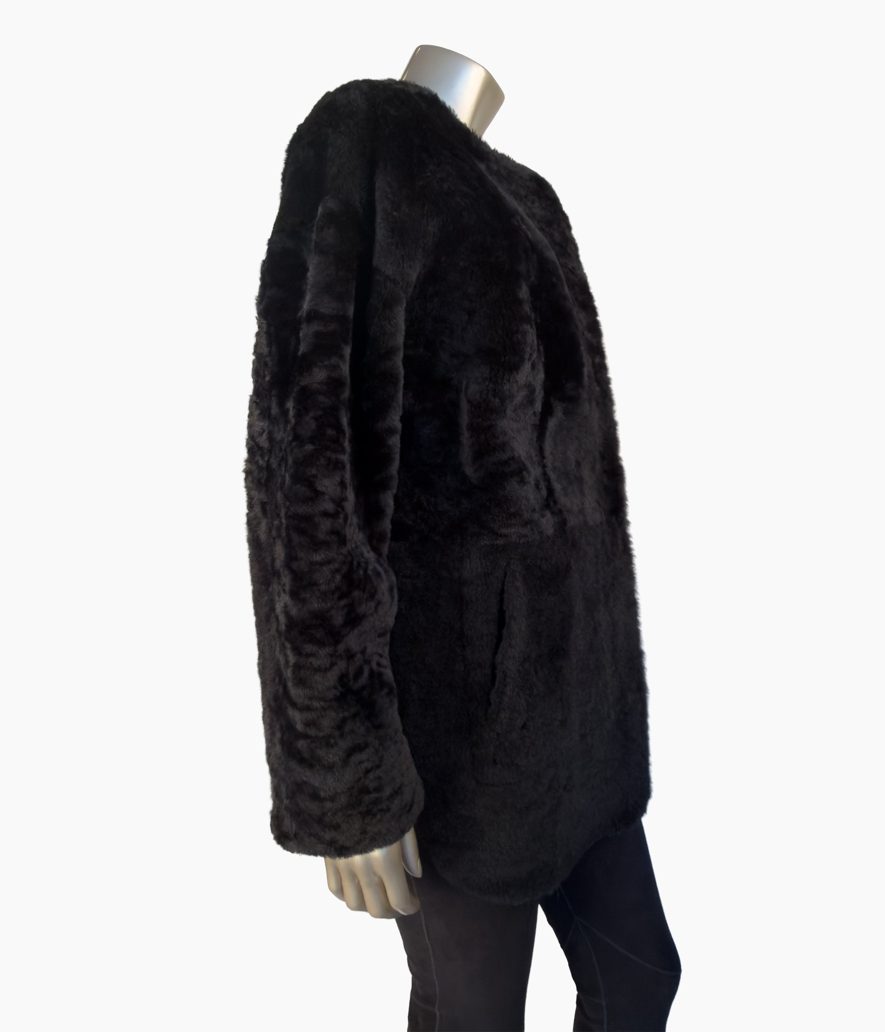 Reversible Round Neck Shearling Jacket Size:10