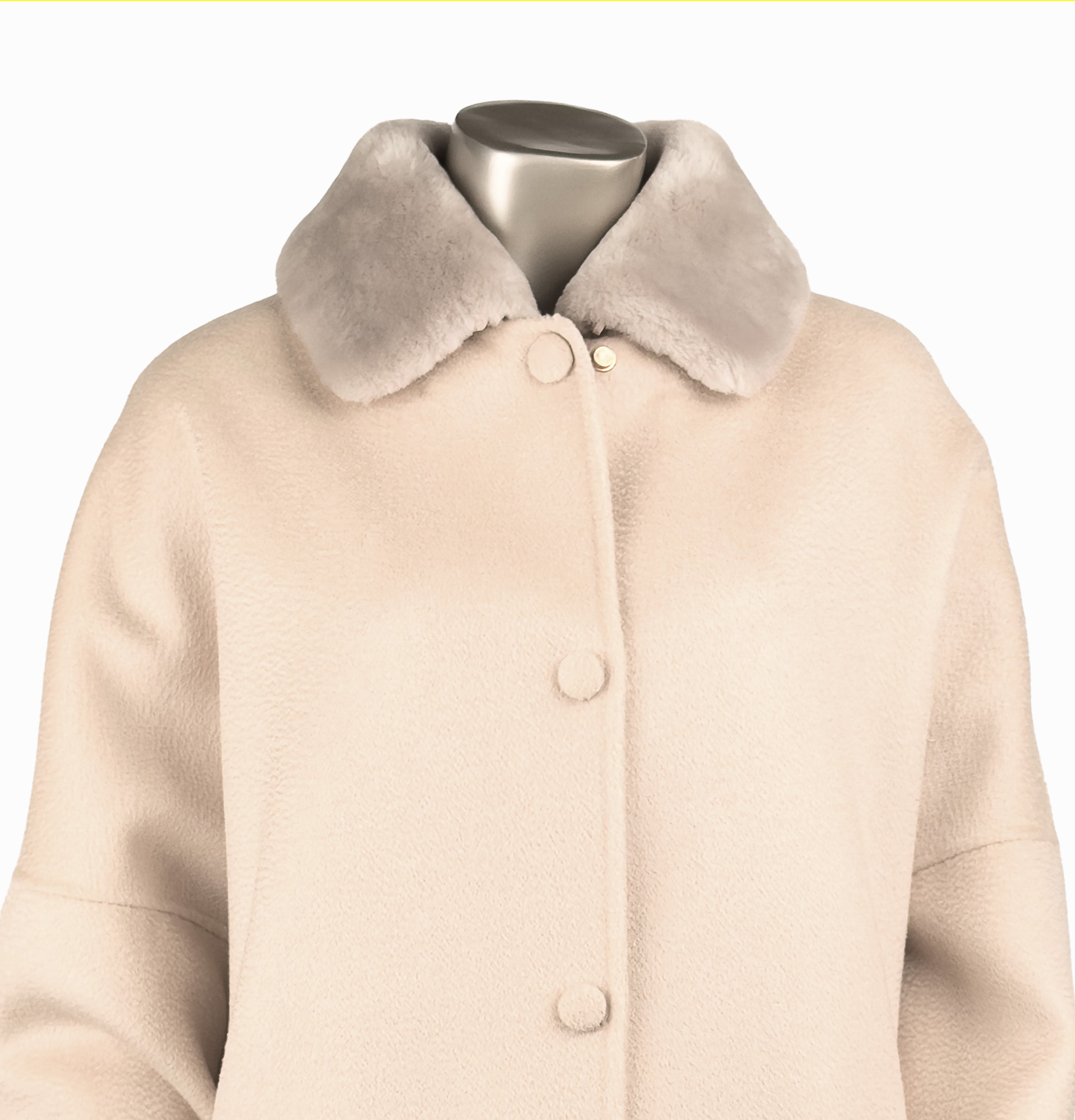 SHORT WOOL COAT WITH DETACHABLE SHEARLING COLLAR Size: 8/12