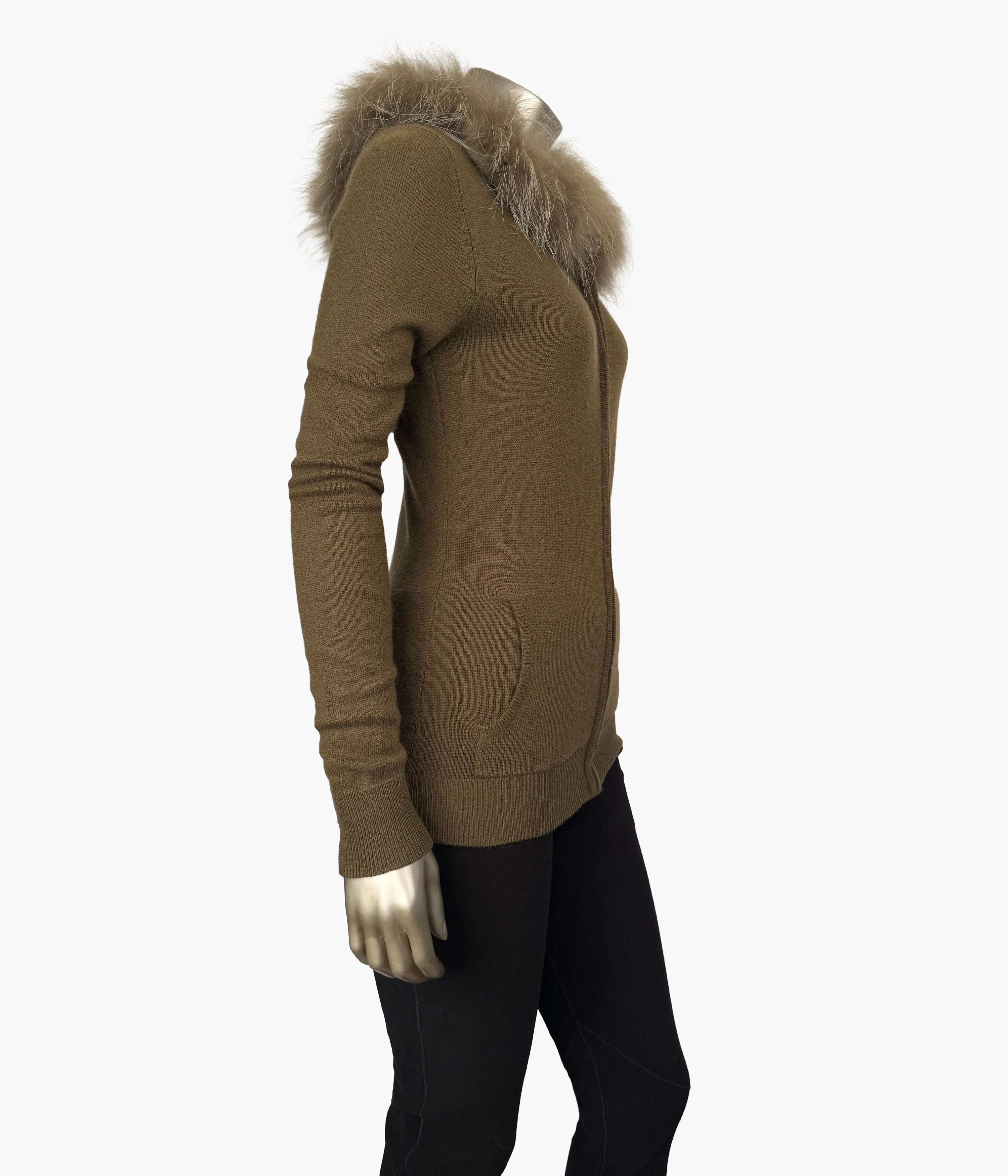 Outlet: Hooded Fur Fitted Cardi: Size: 10