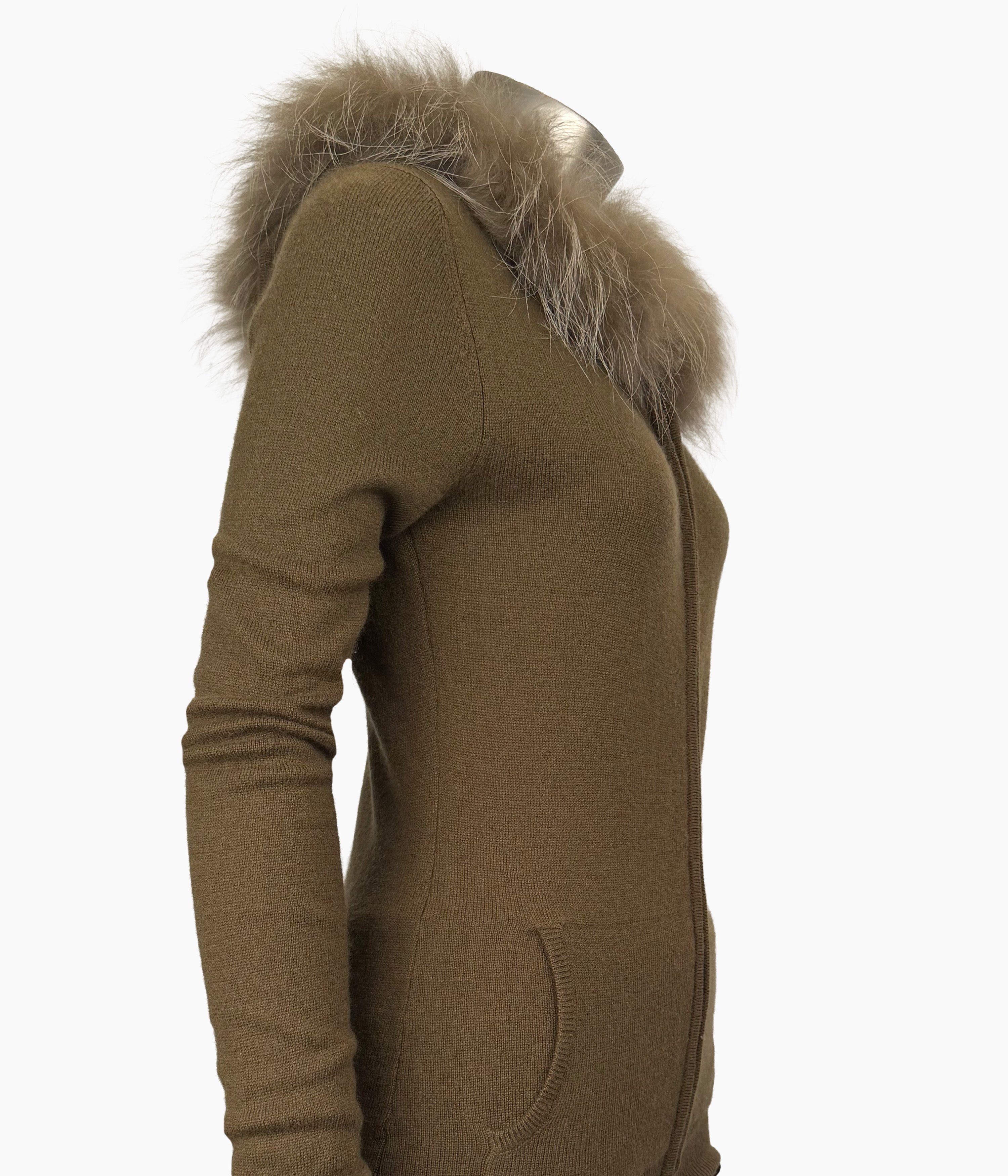 Outlet: Hooded Fur Fitted Cardi: Size: 10