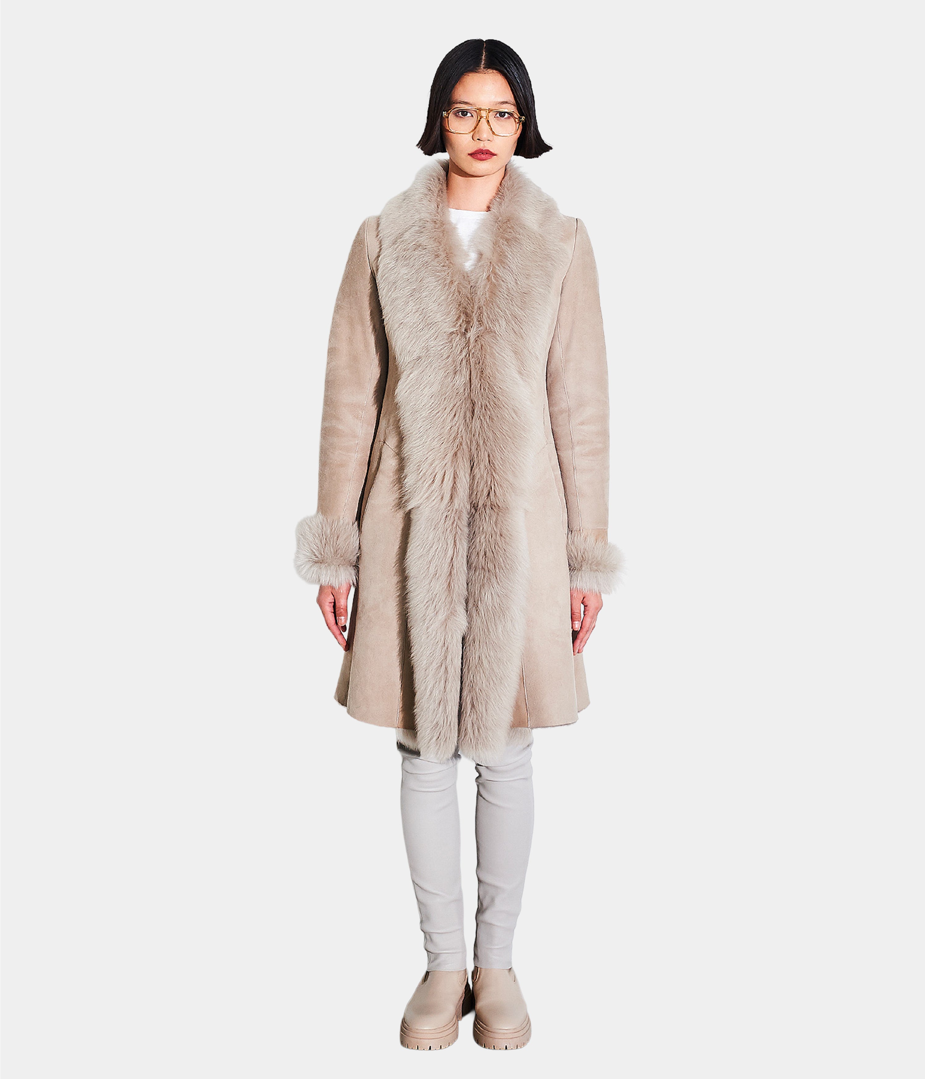 Classic 3/4 Length Shearling Coat