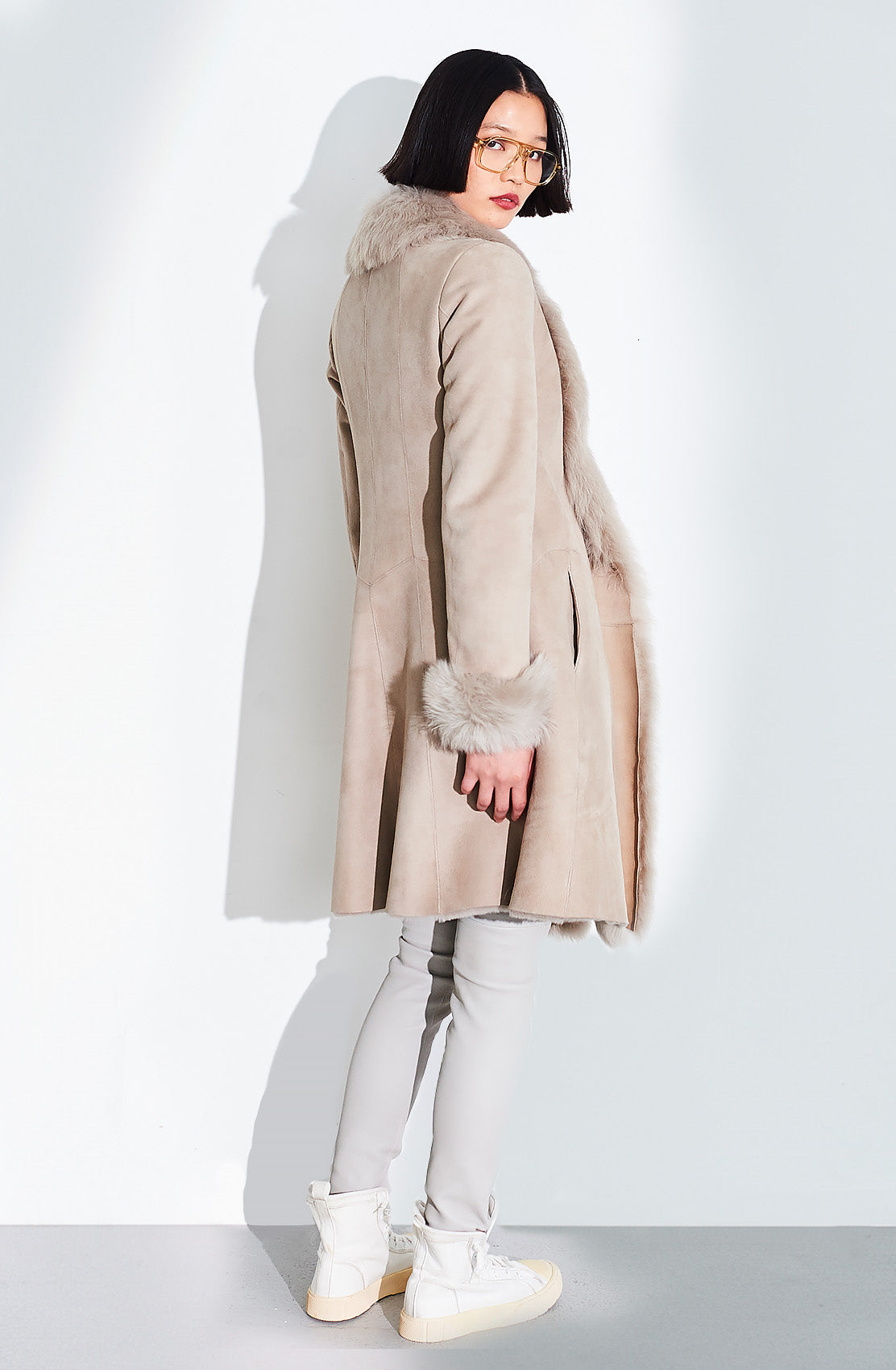 Classic 3/4 Length Shearling Coat