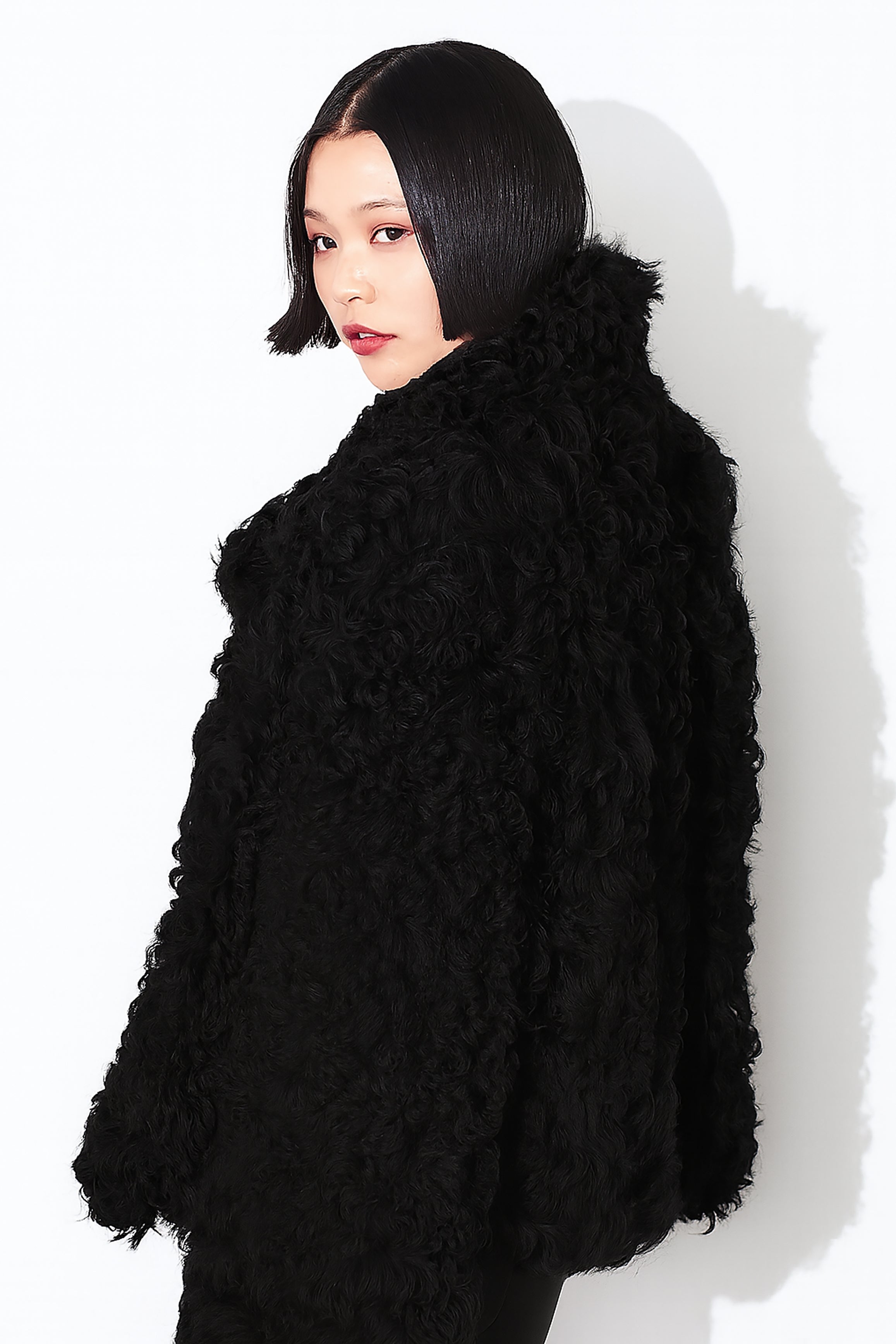 Cropped Reversible Button Up Biker Jacket