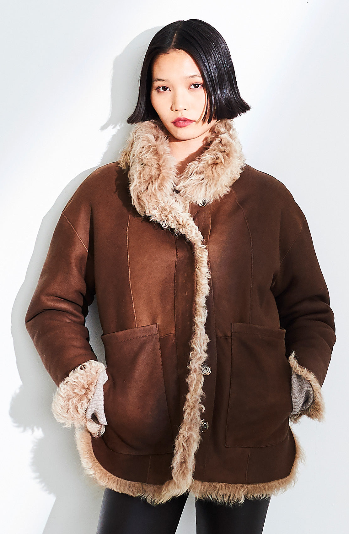 Rev Curly Shirt Tail Cocoon Coat