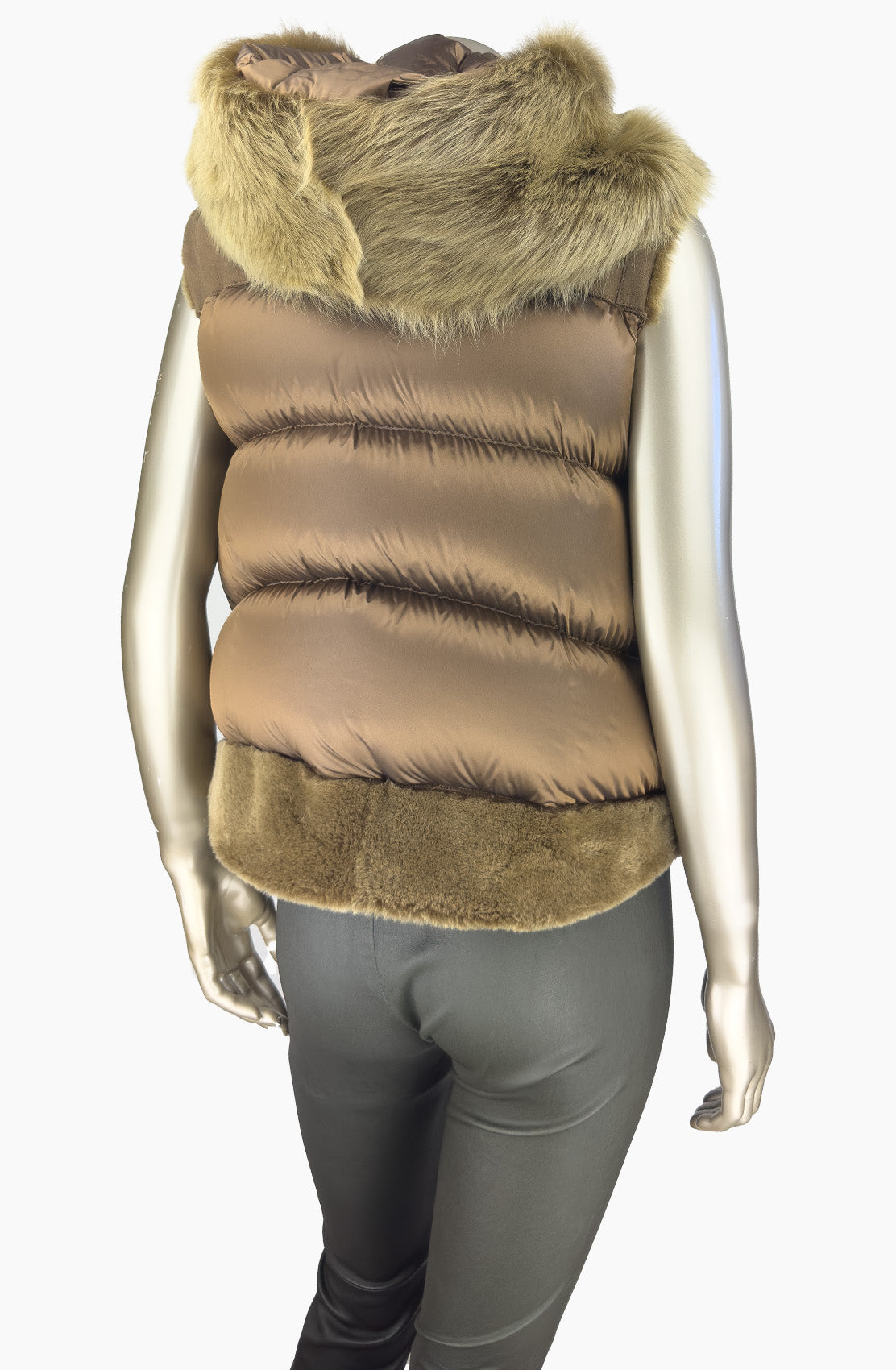 Outlet: Reversible Hooded Puffer Shearling Gilet : Size 10