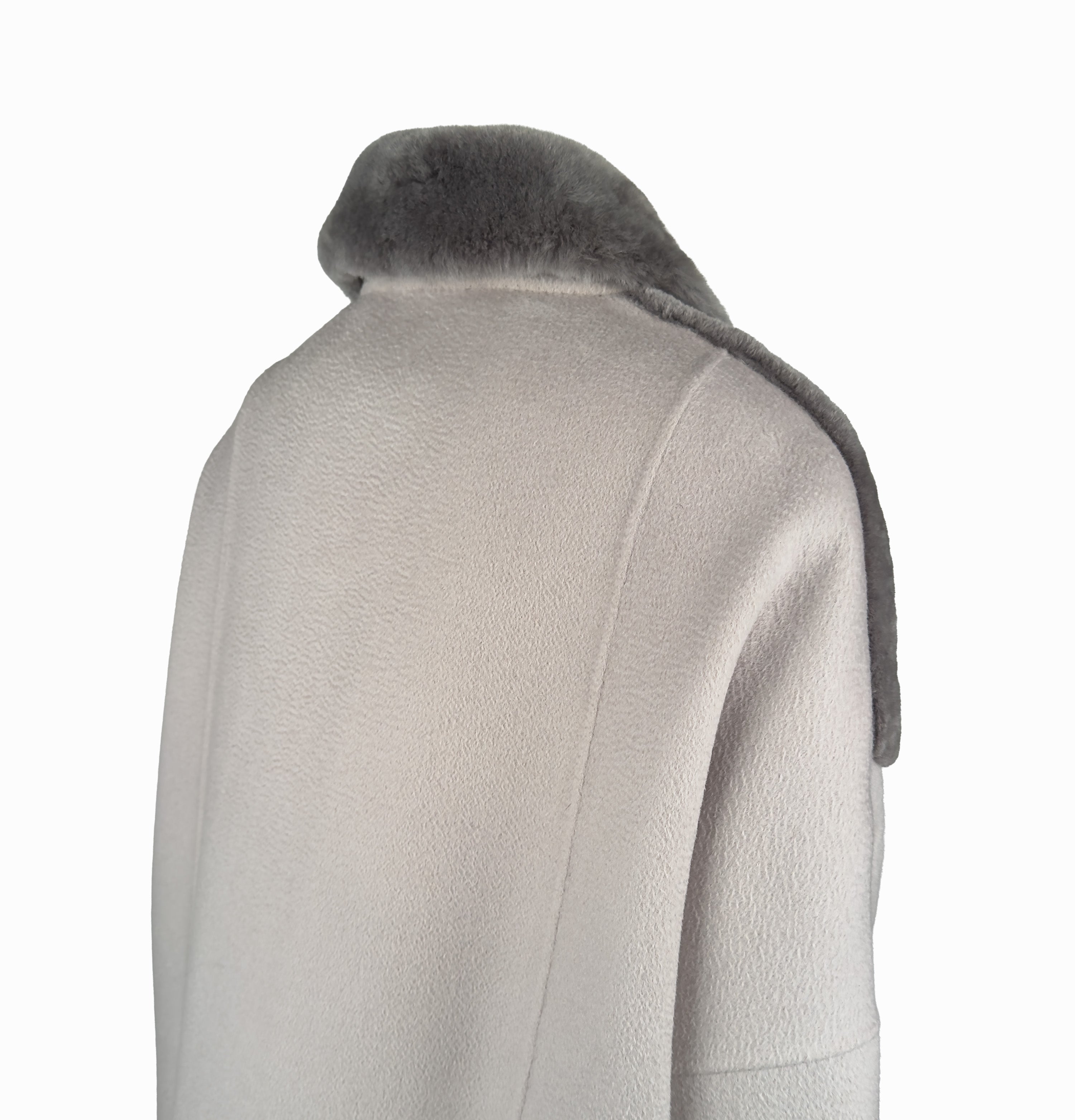 SHORT LOOSE FIT WOOL & SHEARLING COAT