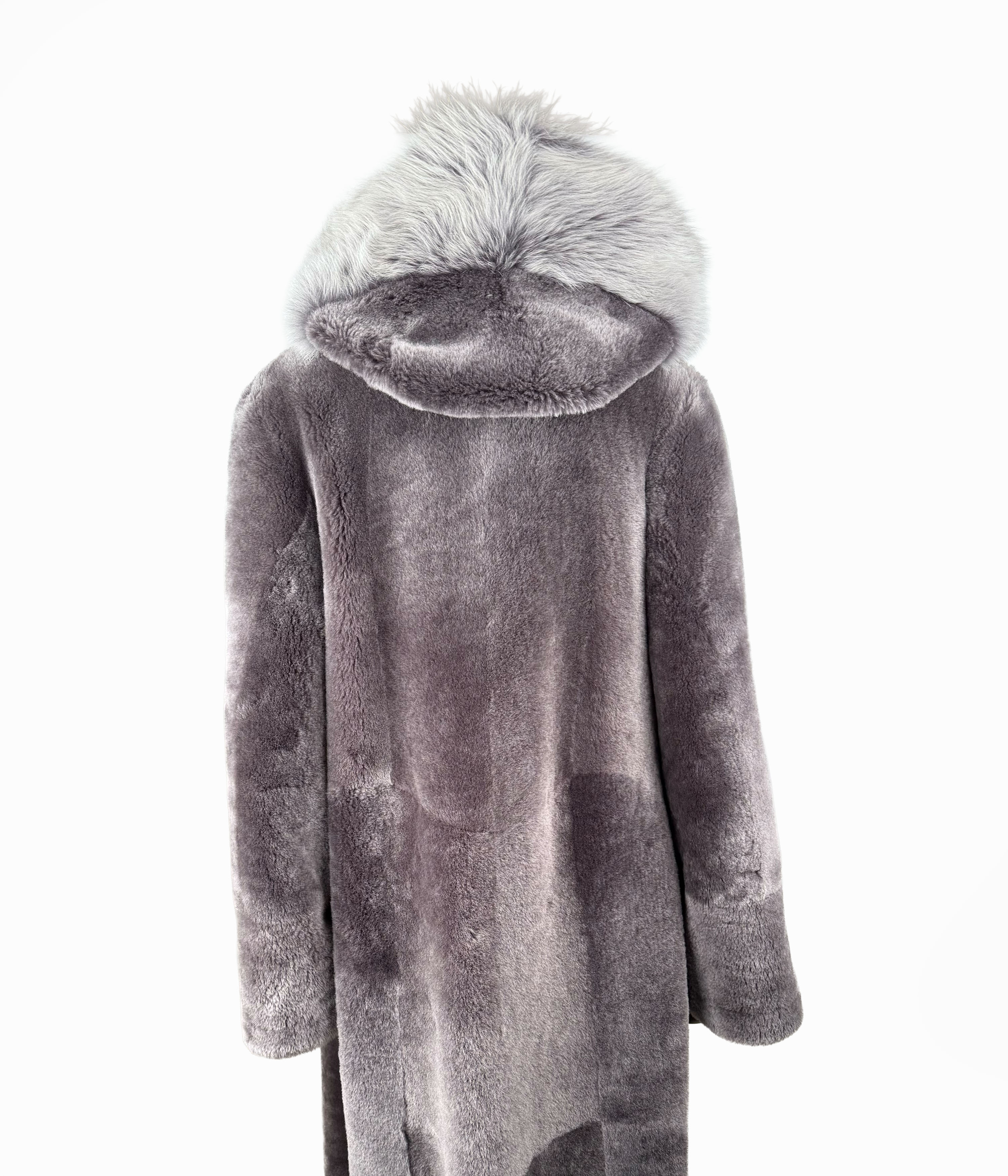 Reversible Grey Shearling Coat
