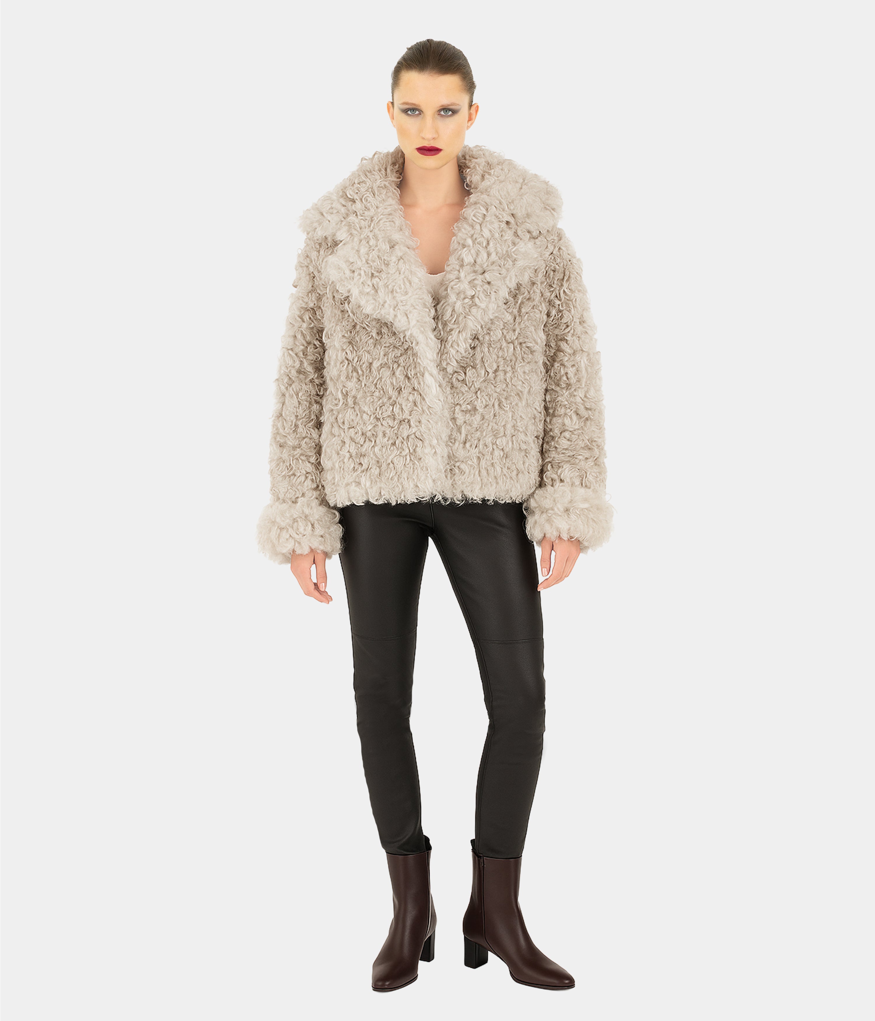 Cropped Reversible Button Up Biker Jacket