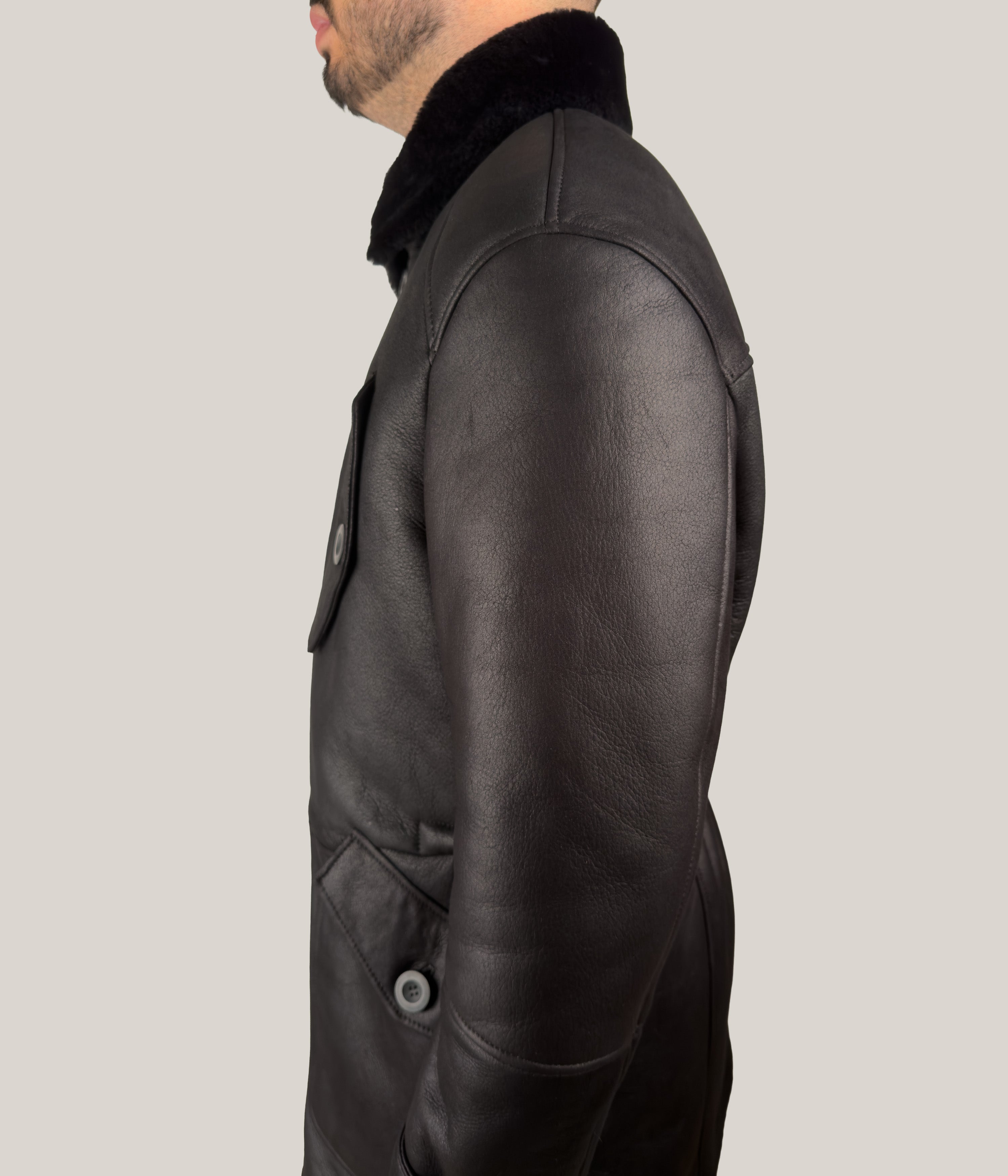 Max & Zac Leather Finish Shearling Coat