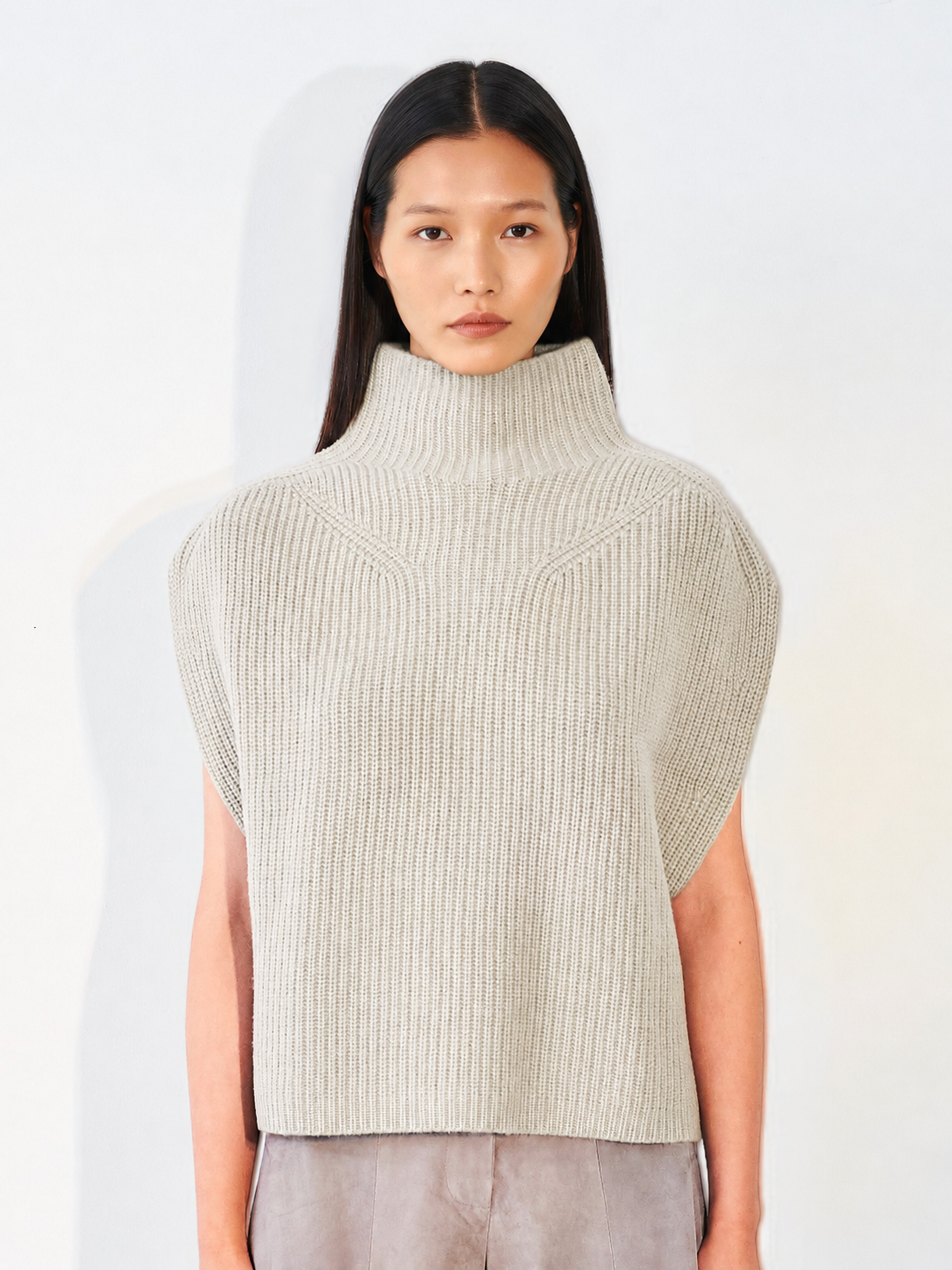 Ribbed Cap Sleeve Jumper Oyster