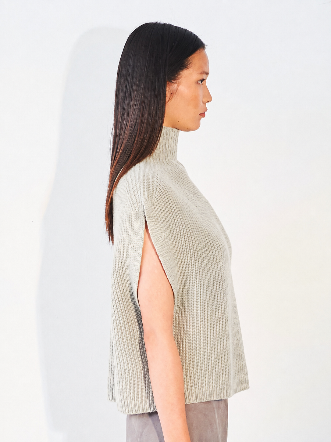 Ribbed Cap Sleeve Jumper Oyster