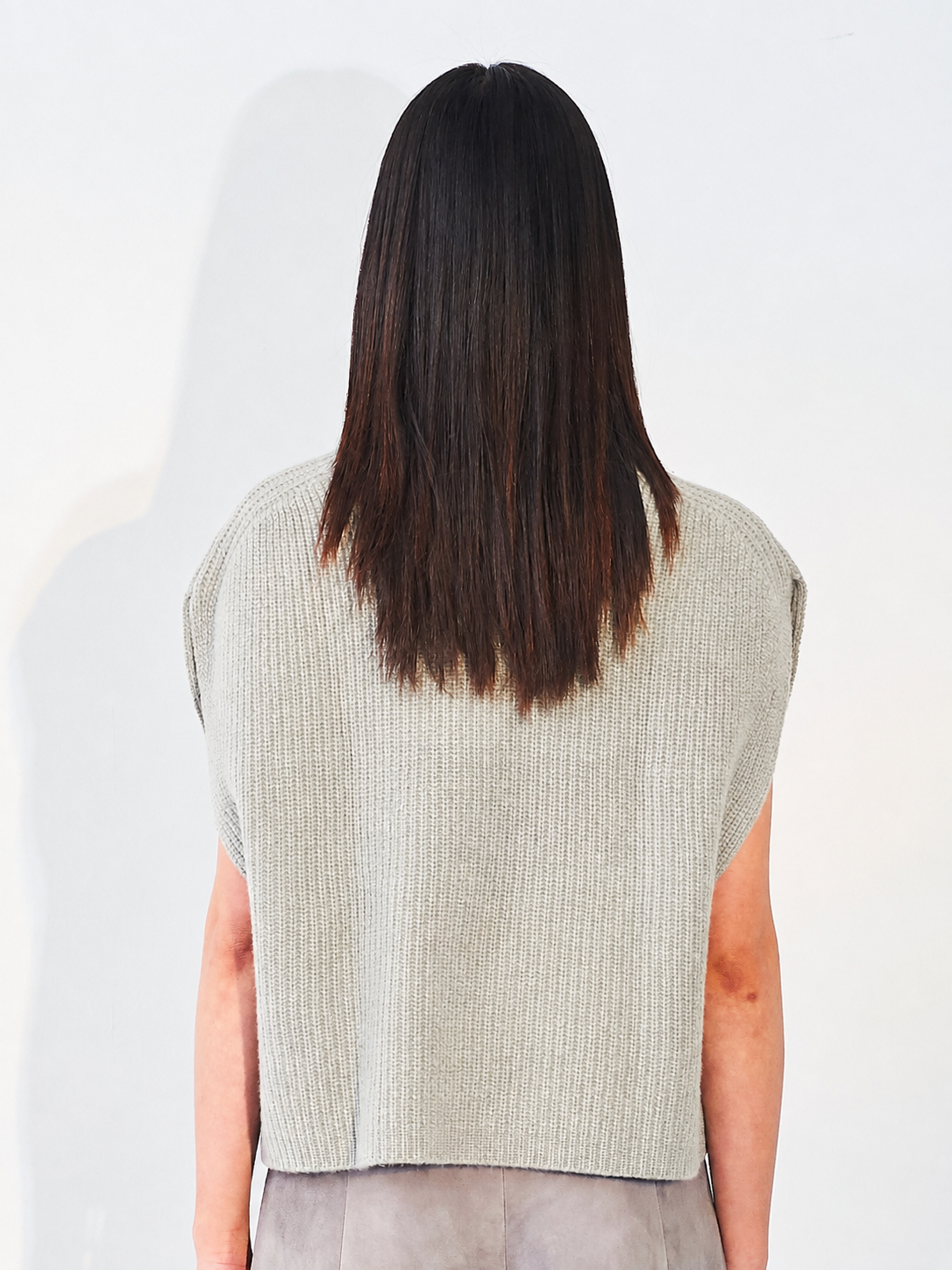 Ribbed Cap Sleeve Jumper Oyster