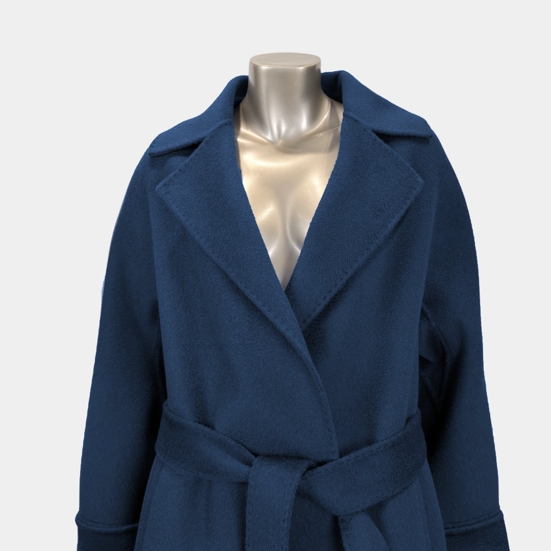 Outlet Tie Belt Trench Coat Blue