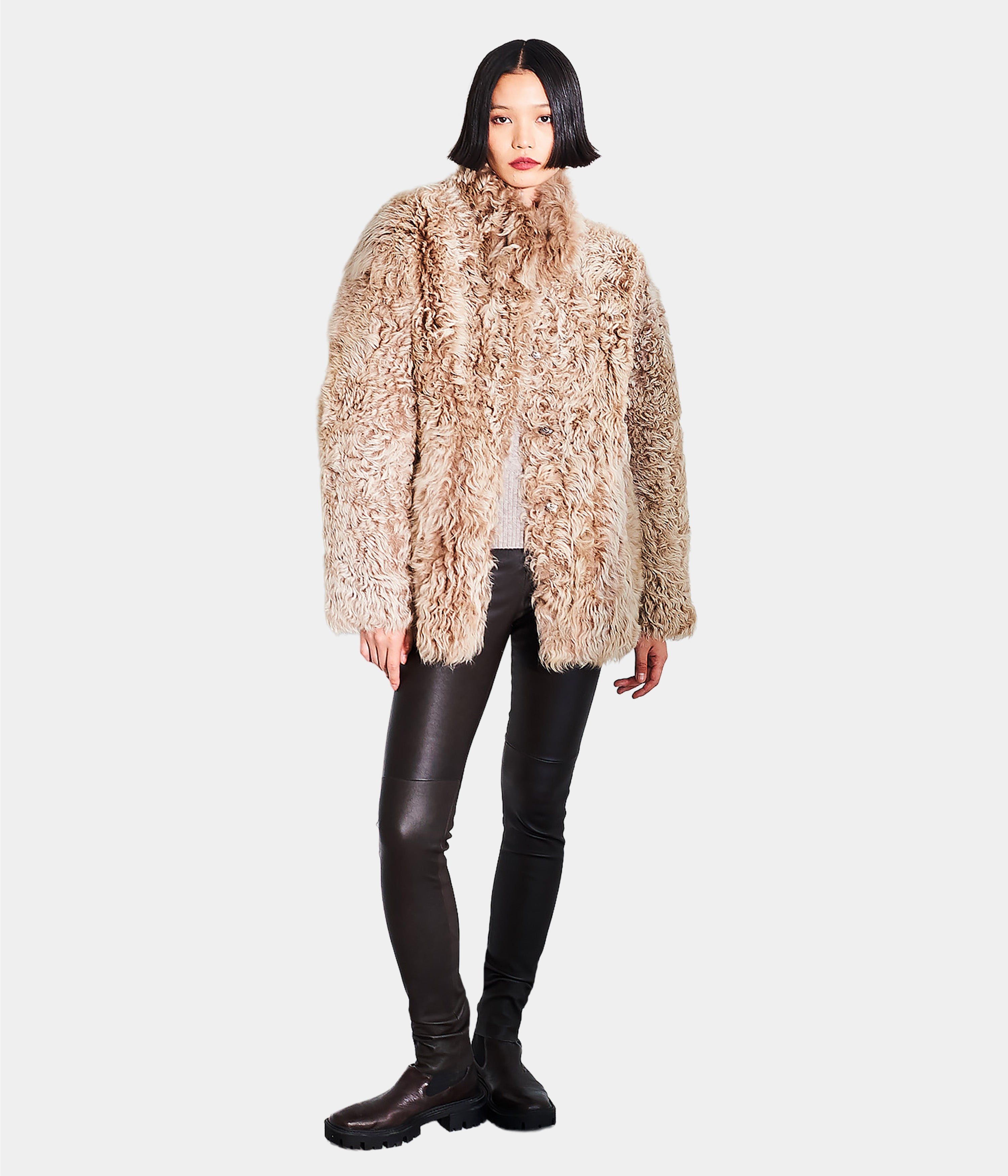 Rev Curly Shirt Tail Cocoon Coat