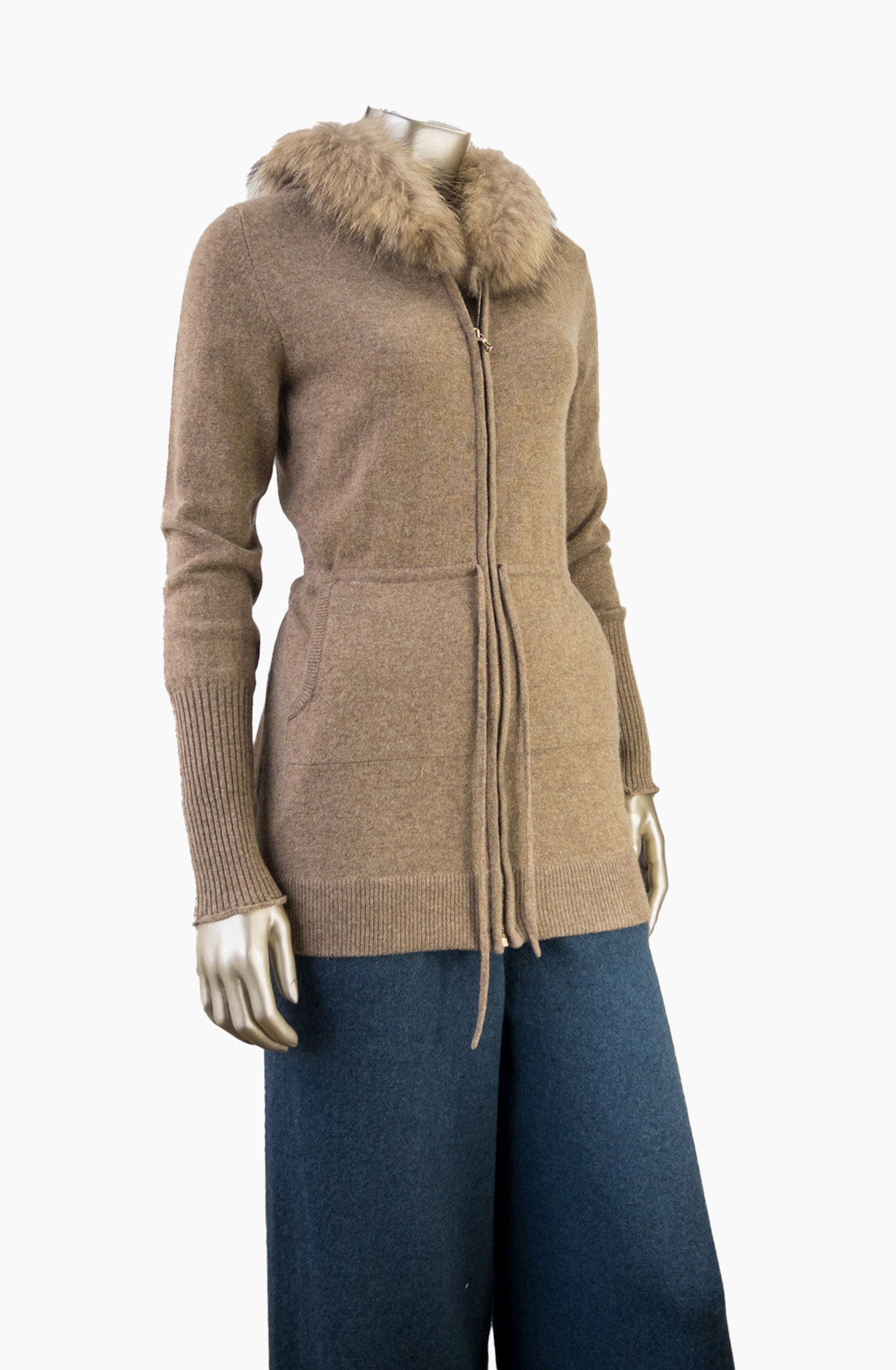 Outlet: Hooded Fur Fitted Cardi: Size 10/12