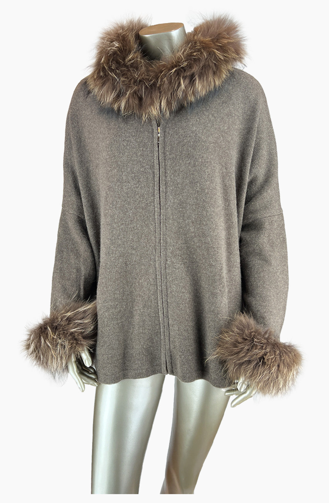 Outlet: Moca Hooded Swing Fur Cardi: Size 10