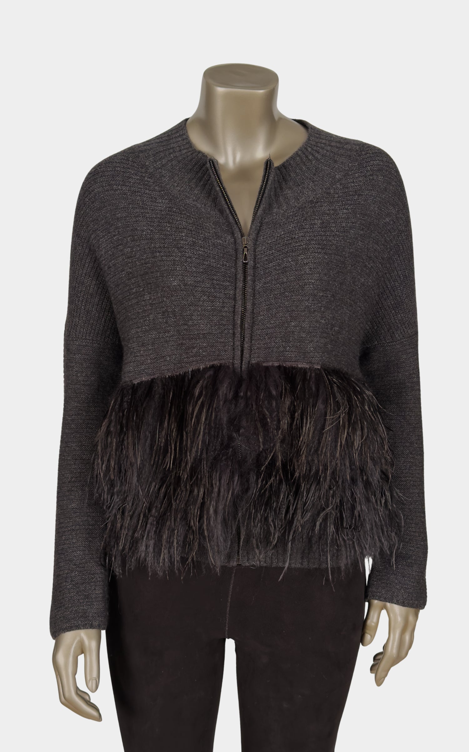 Outlet: Zipped Fur Trimmed Cardigan