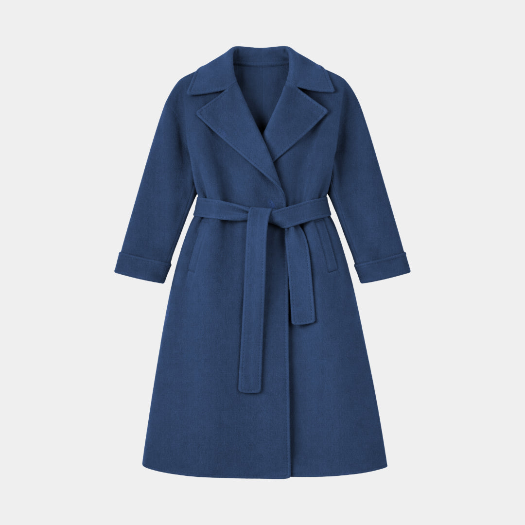 Outlet Tie Belt Trench Coat Blue