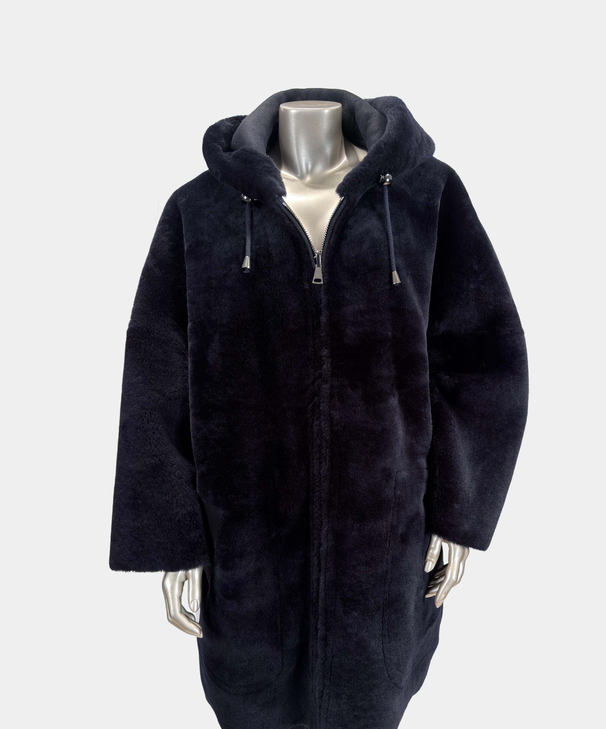 Outlet: Reversible Shearling Hooded Parka Navy
