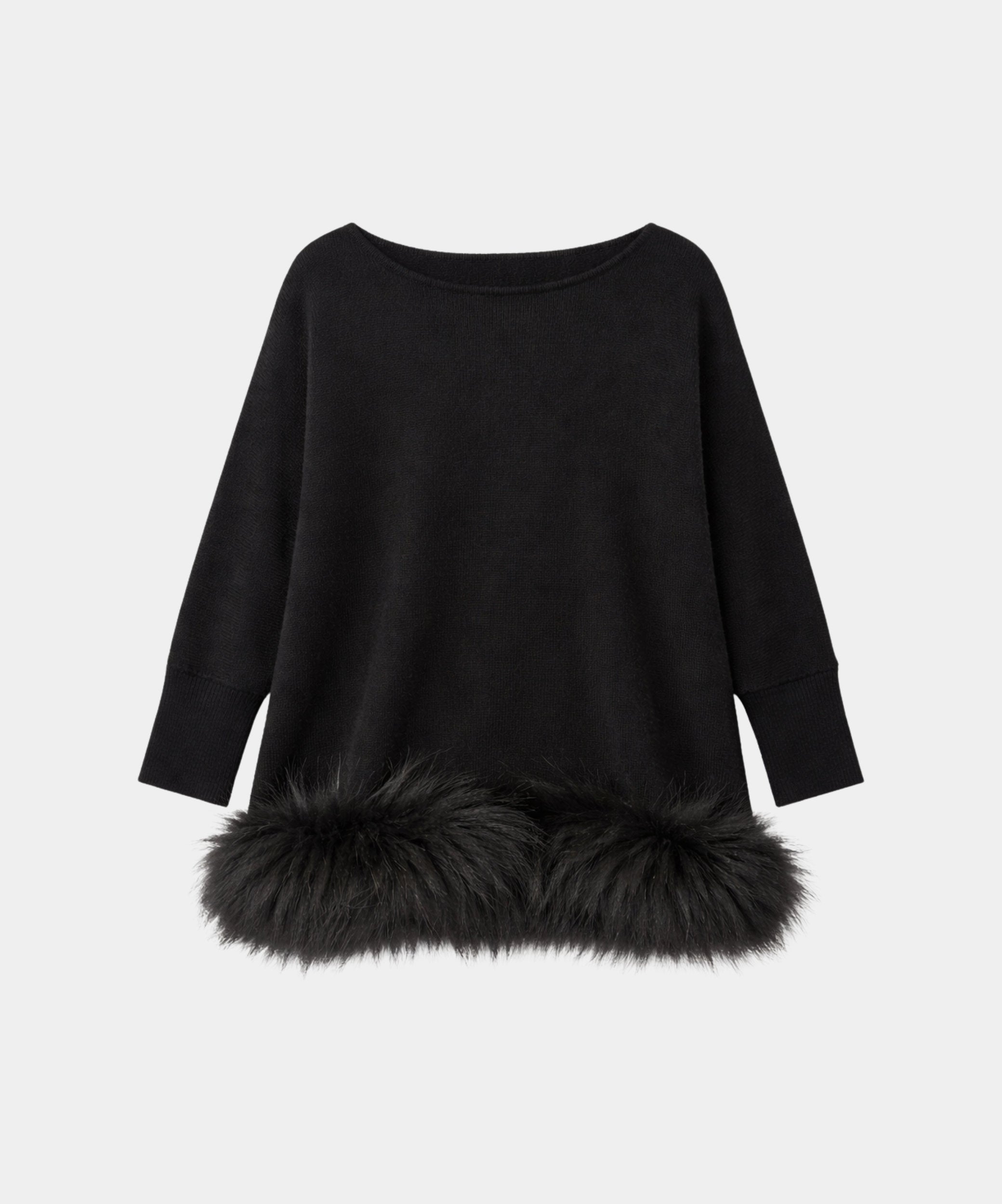 Outlet: Fur Trim Tunic Black: Size 10