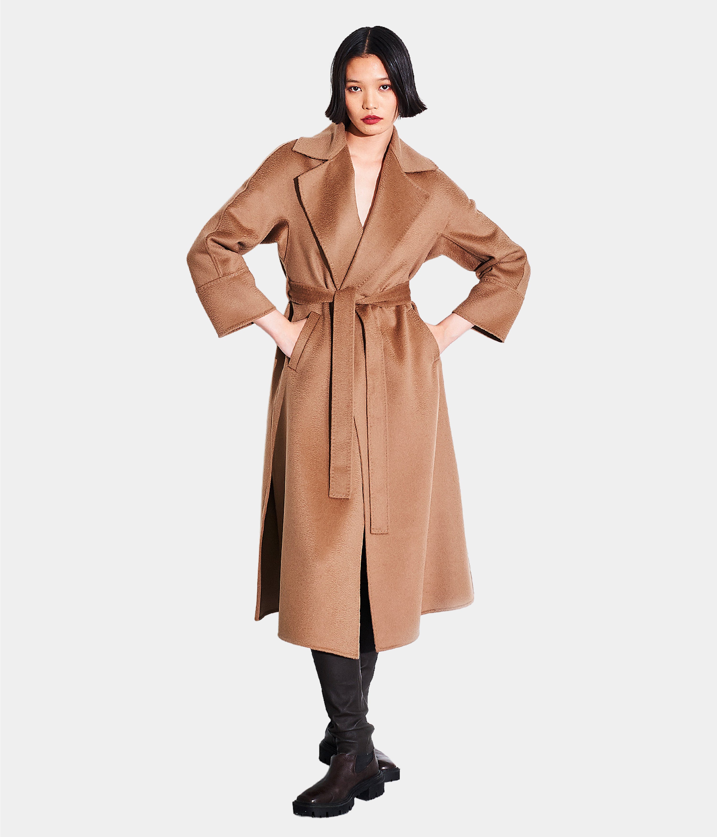 100% Wool Belted Coat. Size: 10 Only
