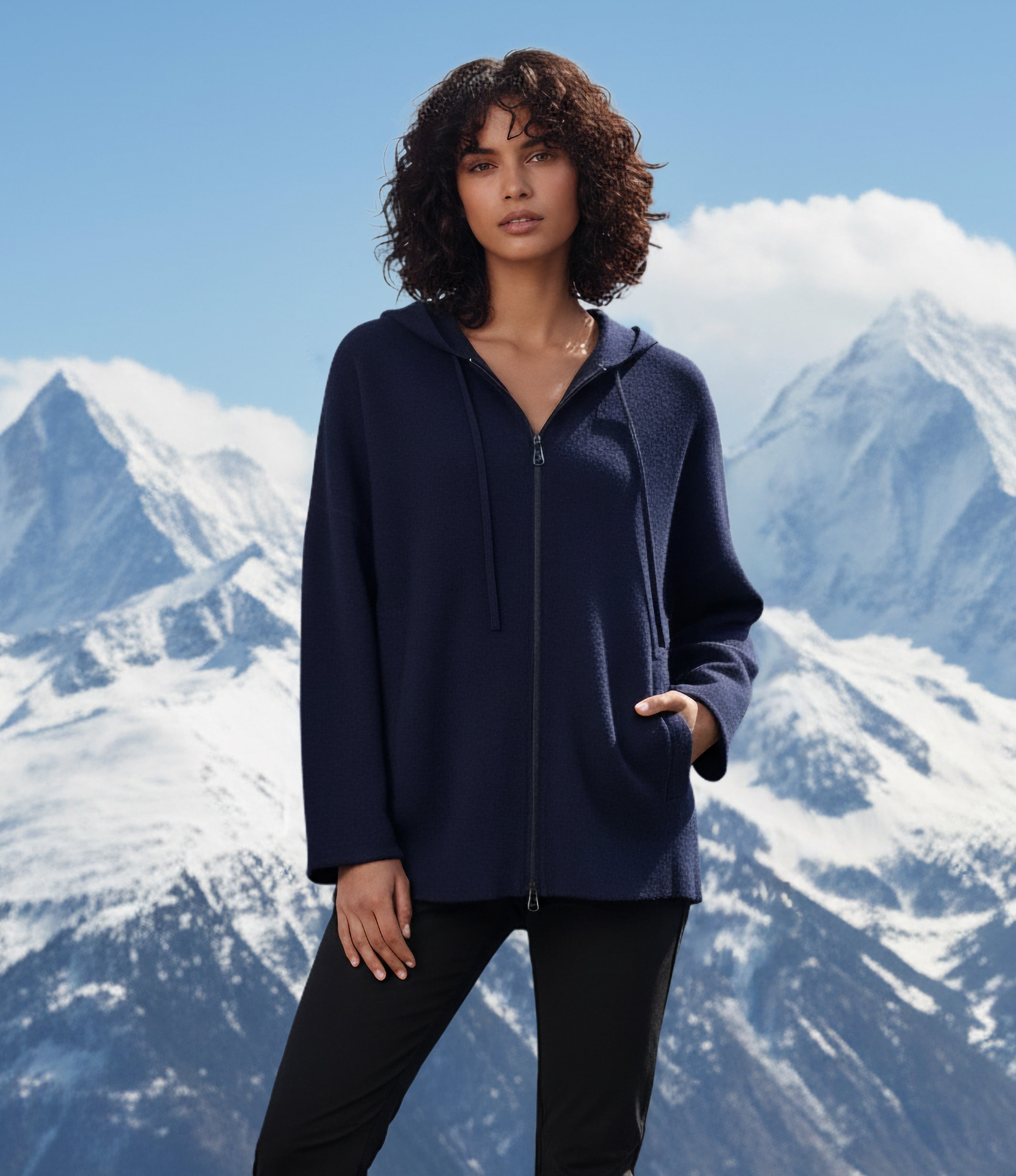 Hooded Knit Short Parka Size: 10