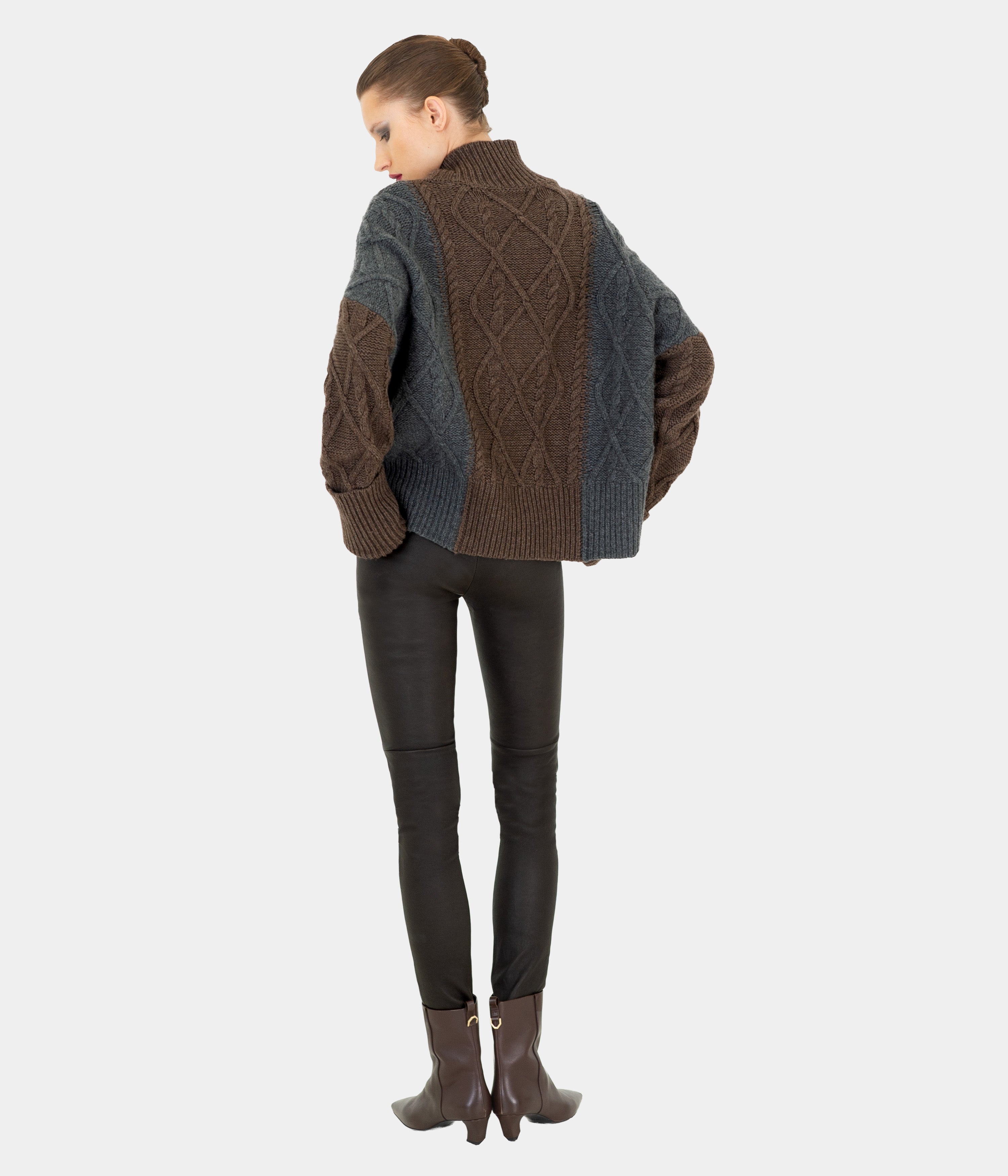 Colour Bloc Cable Sweater