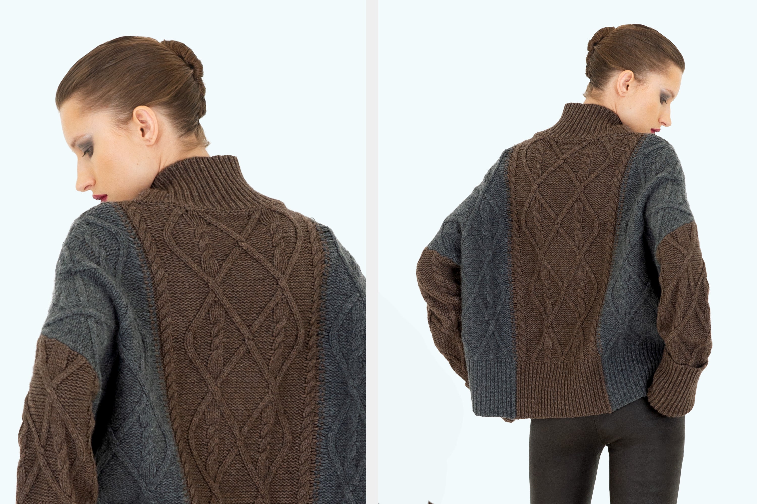 Colour Bloc Cable Sweater