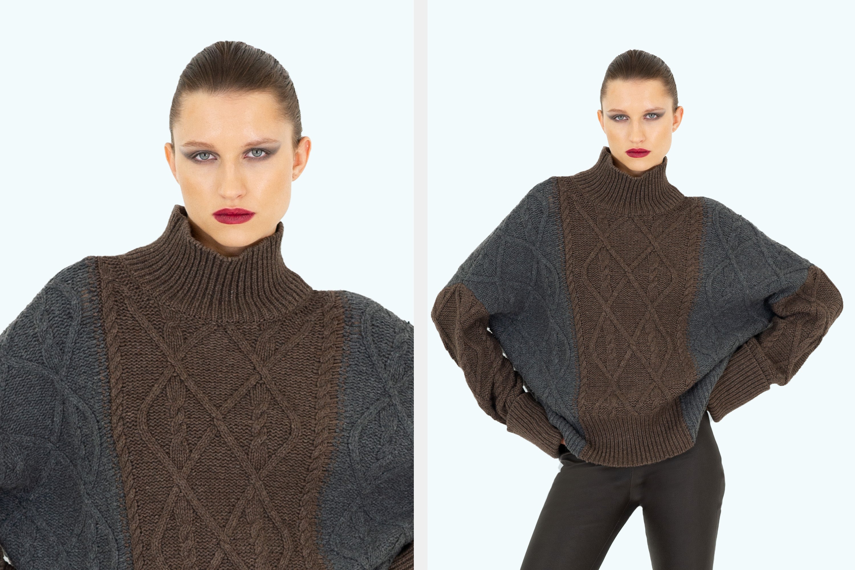 Colour Bloc Cable Sweater