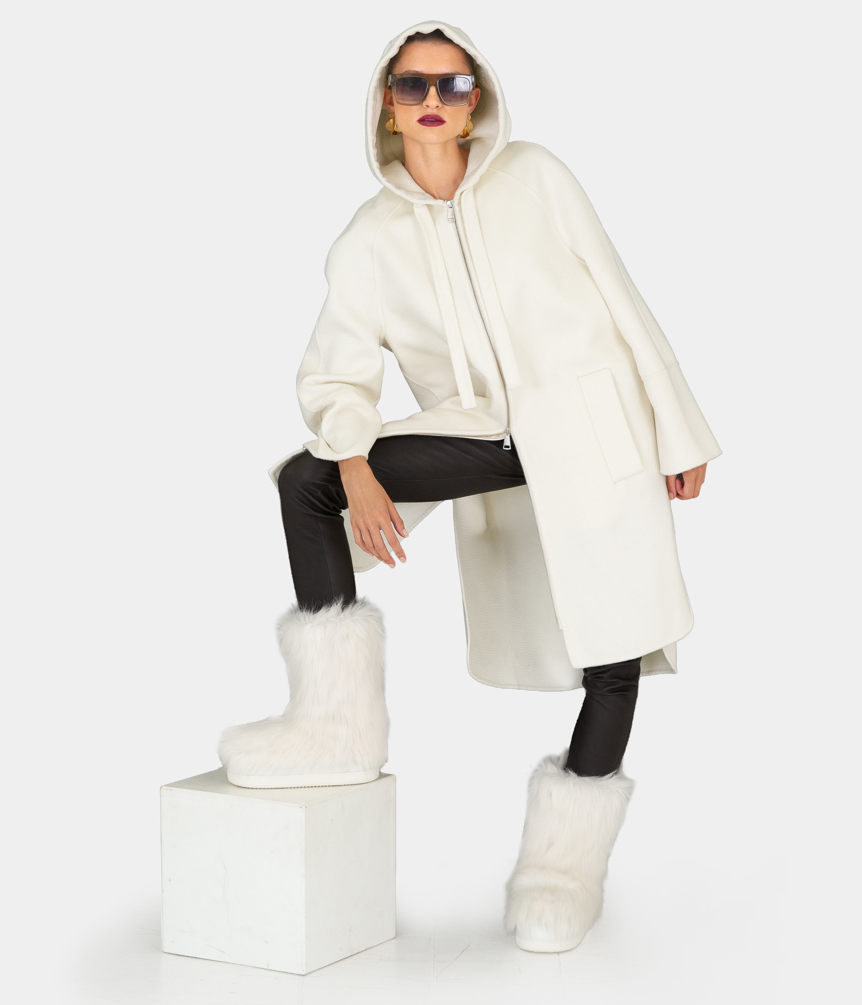 Double Face Wool Shirt Tail Parka