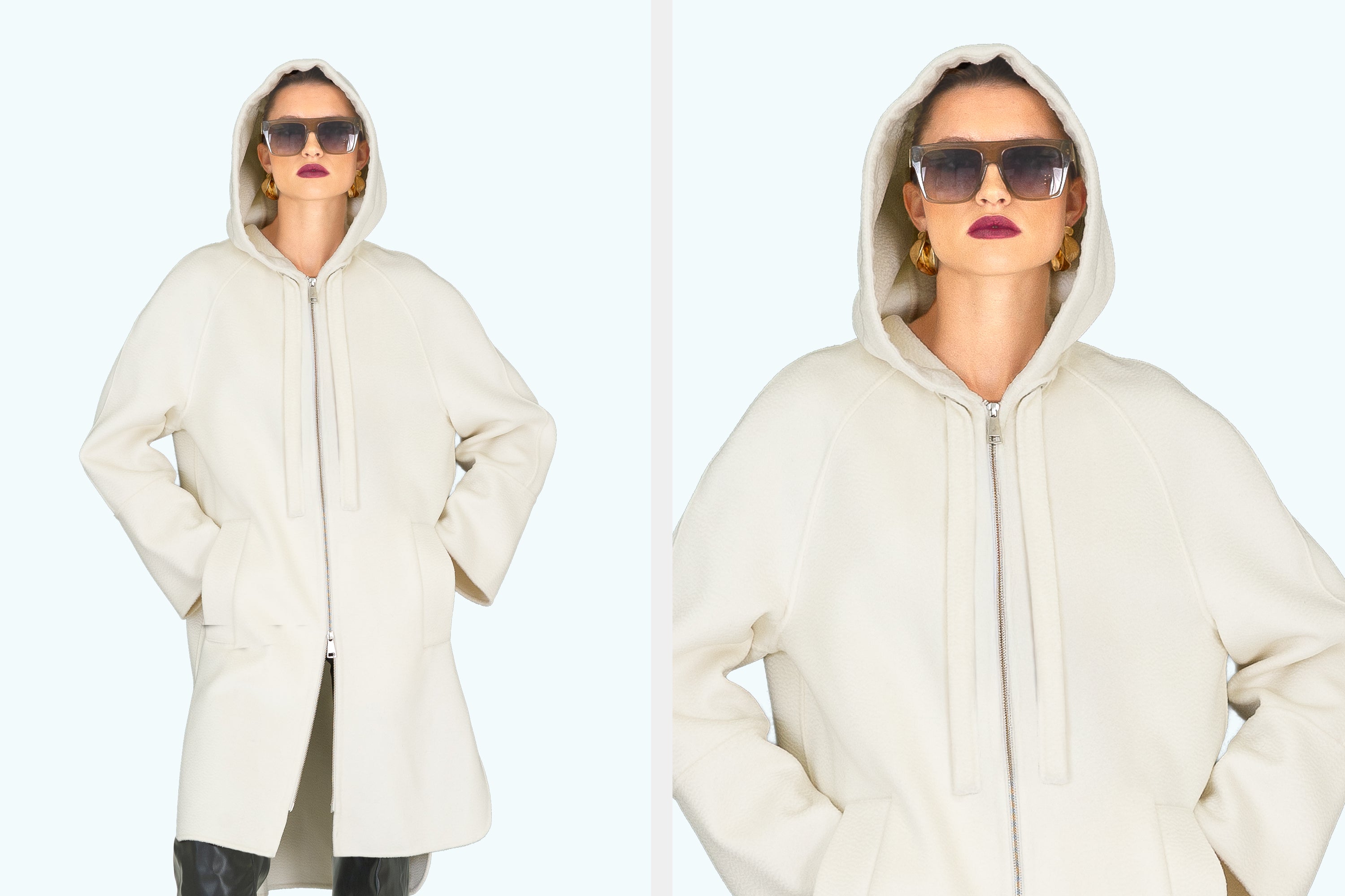 Double Face Wool Shirt Tail Parka