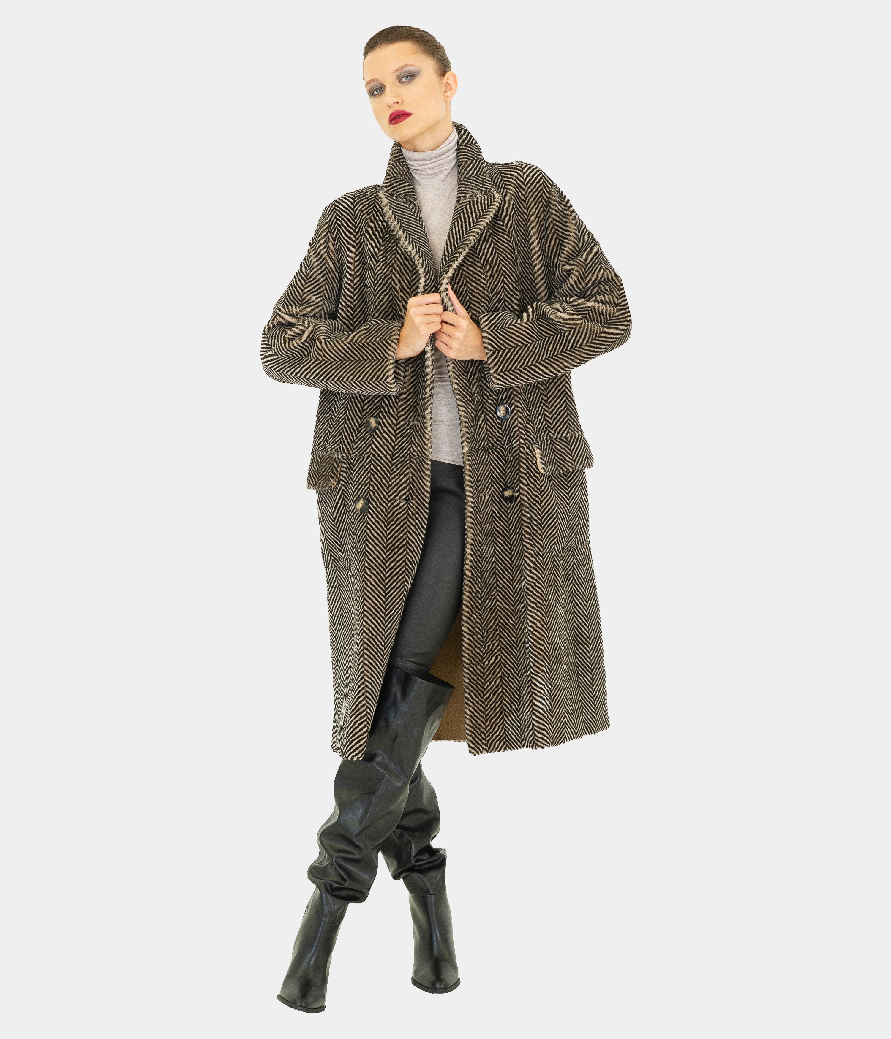 Reversible Herringbone Double Breast Coat
