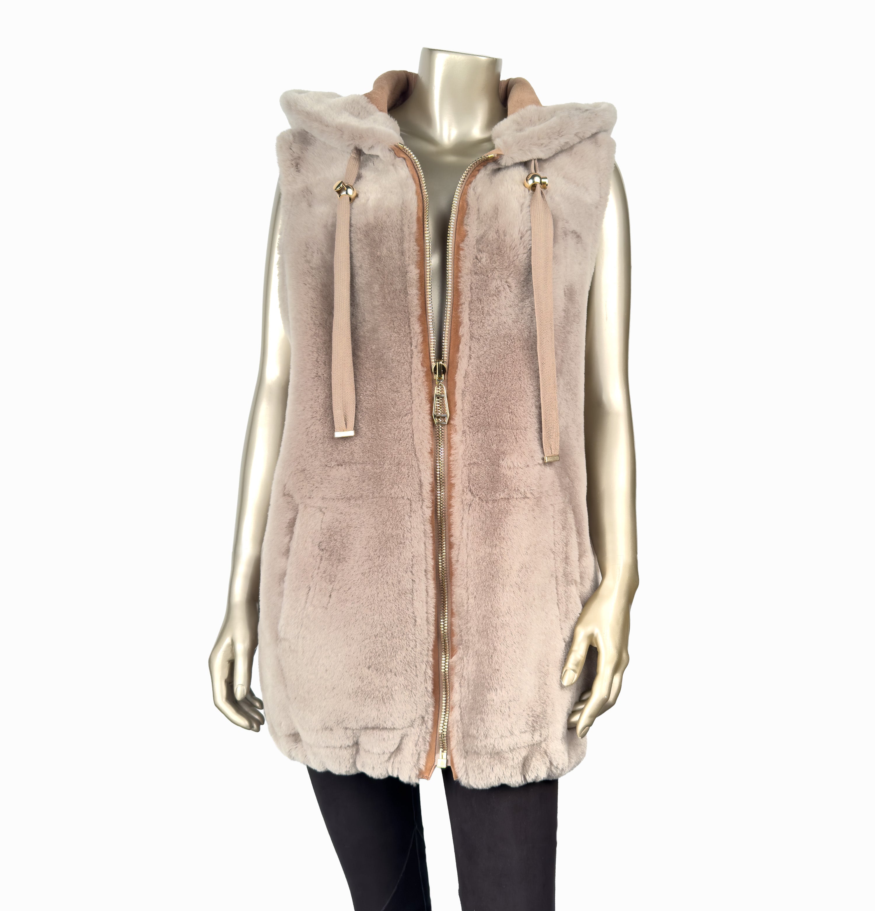 REVERSIBLE SHORT HOODED PARKER GILET