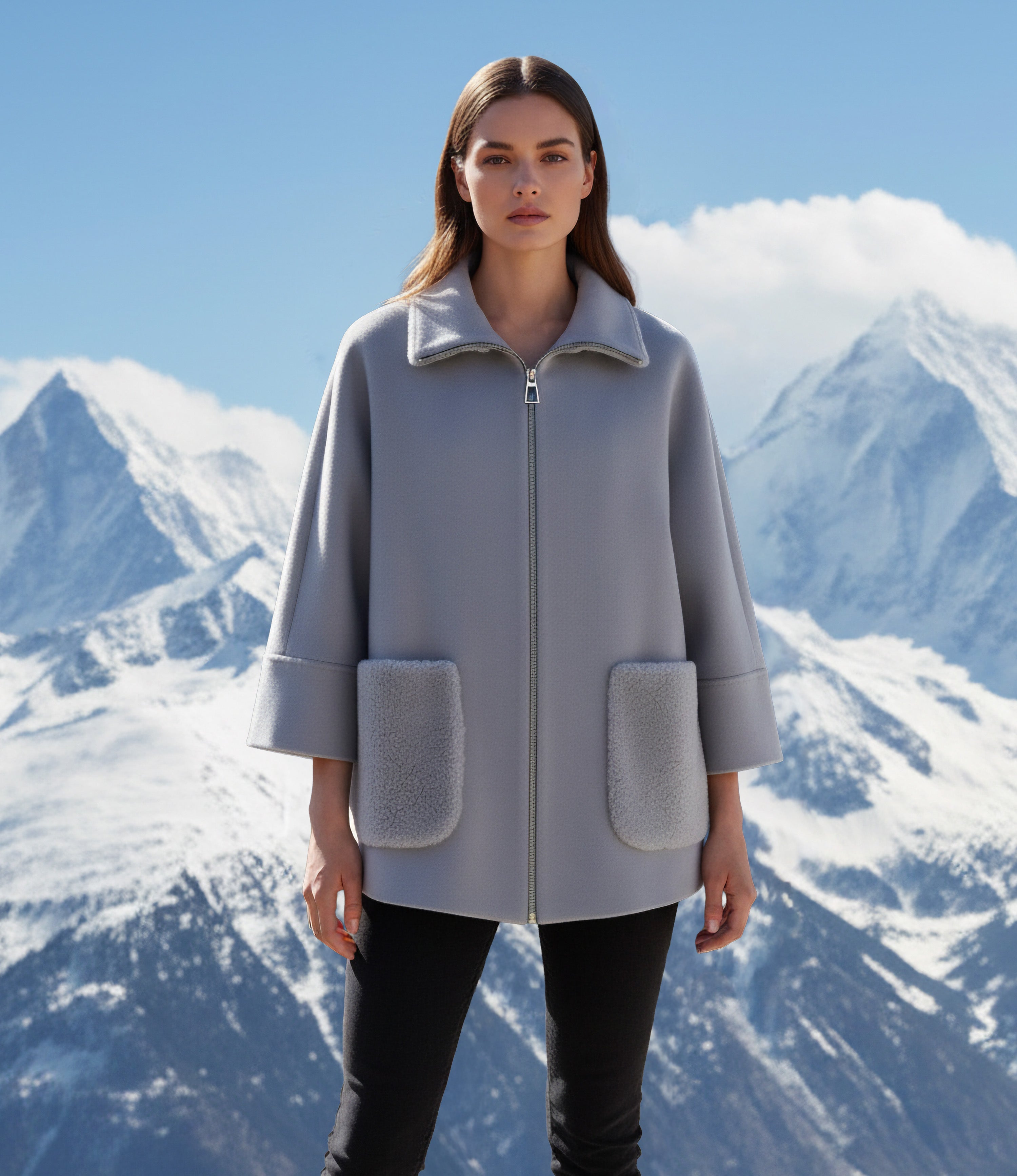 Outlet: Short Cashmere & Wool Swing Coat: Size 10