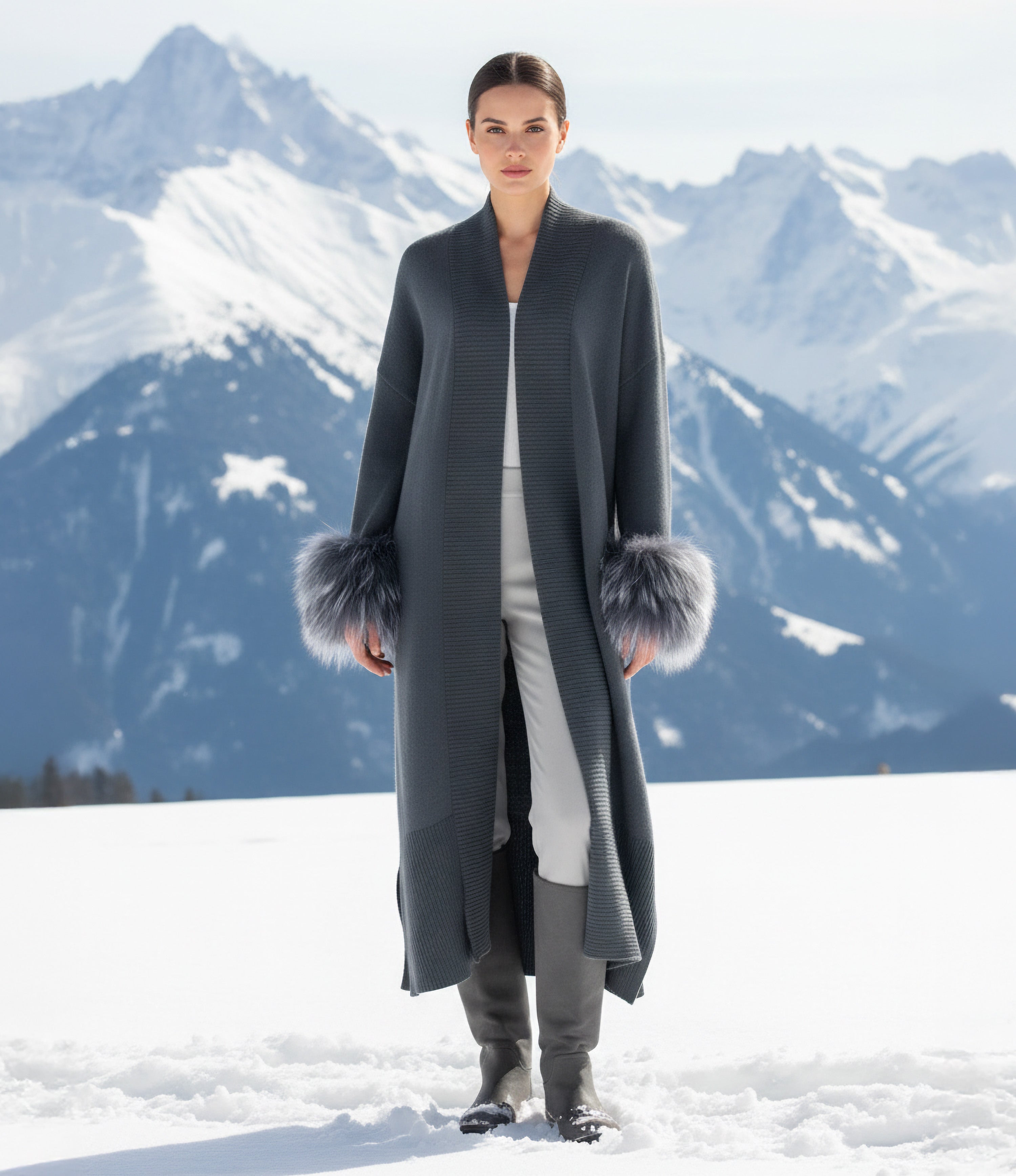 Outlet: Long Fur Trim, Cardi, Size 12