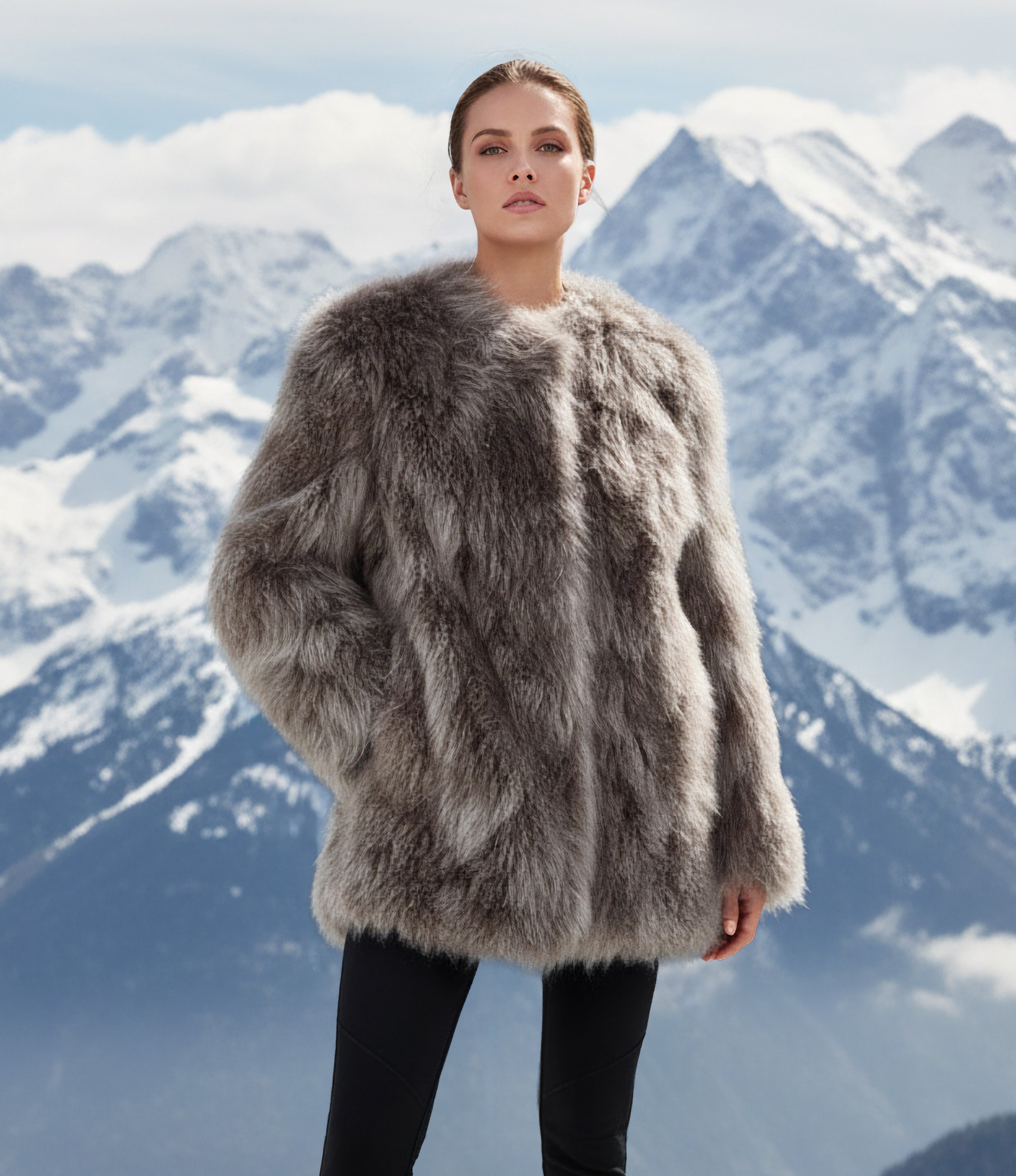 Outlet: Cashmere Shearling Fur Coat: Size 10